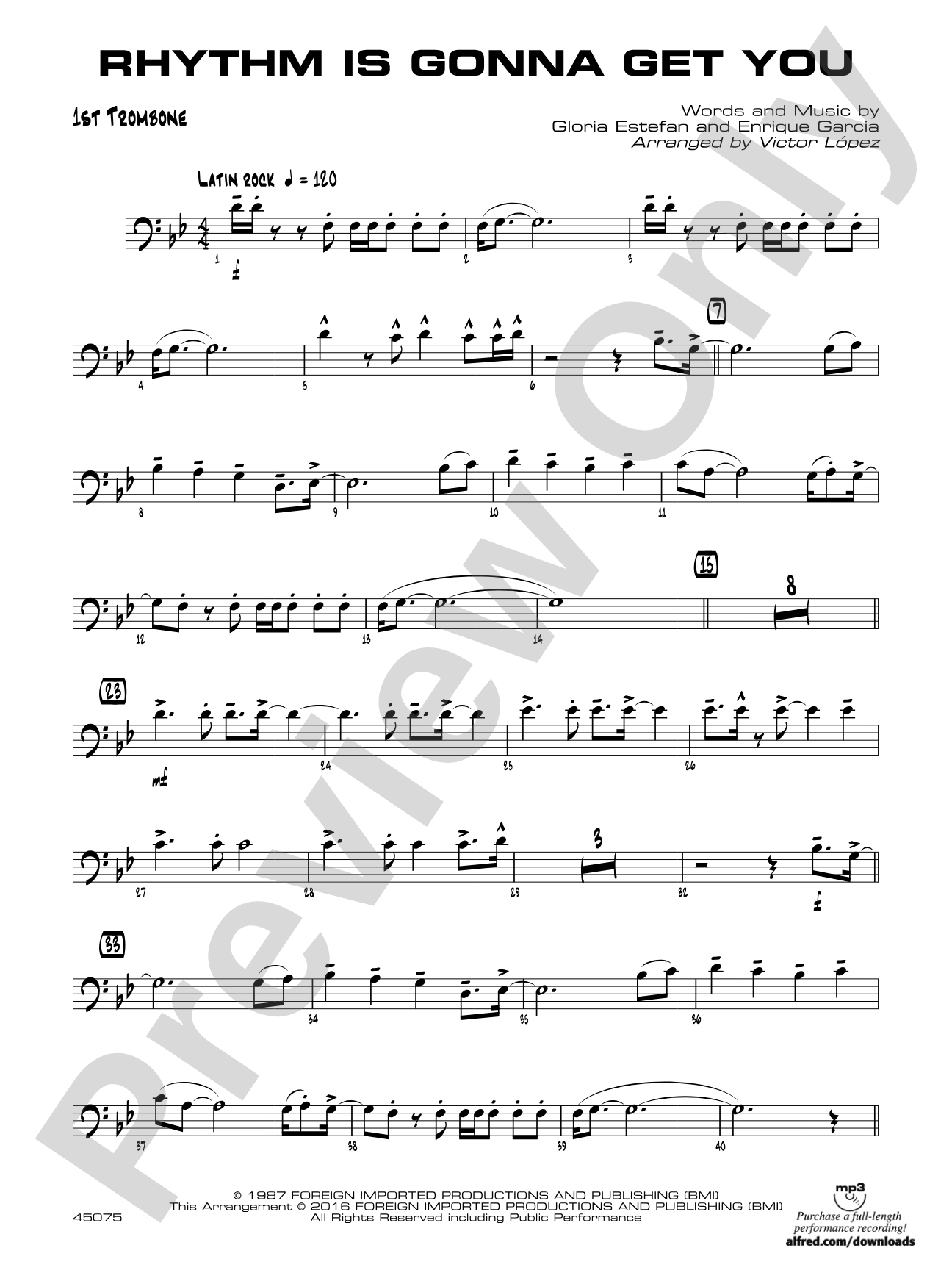 Rhythm Is Gonna Get You: 1st Trombone