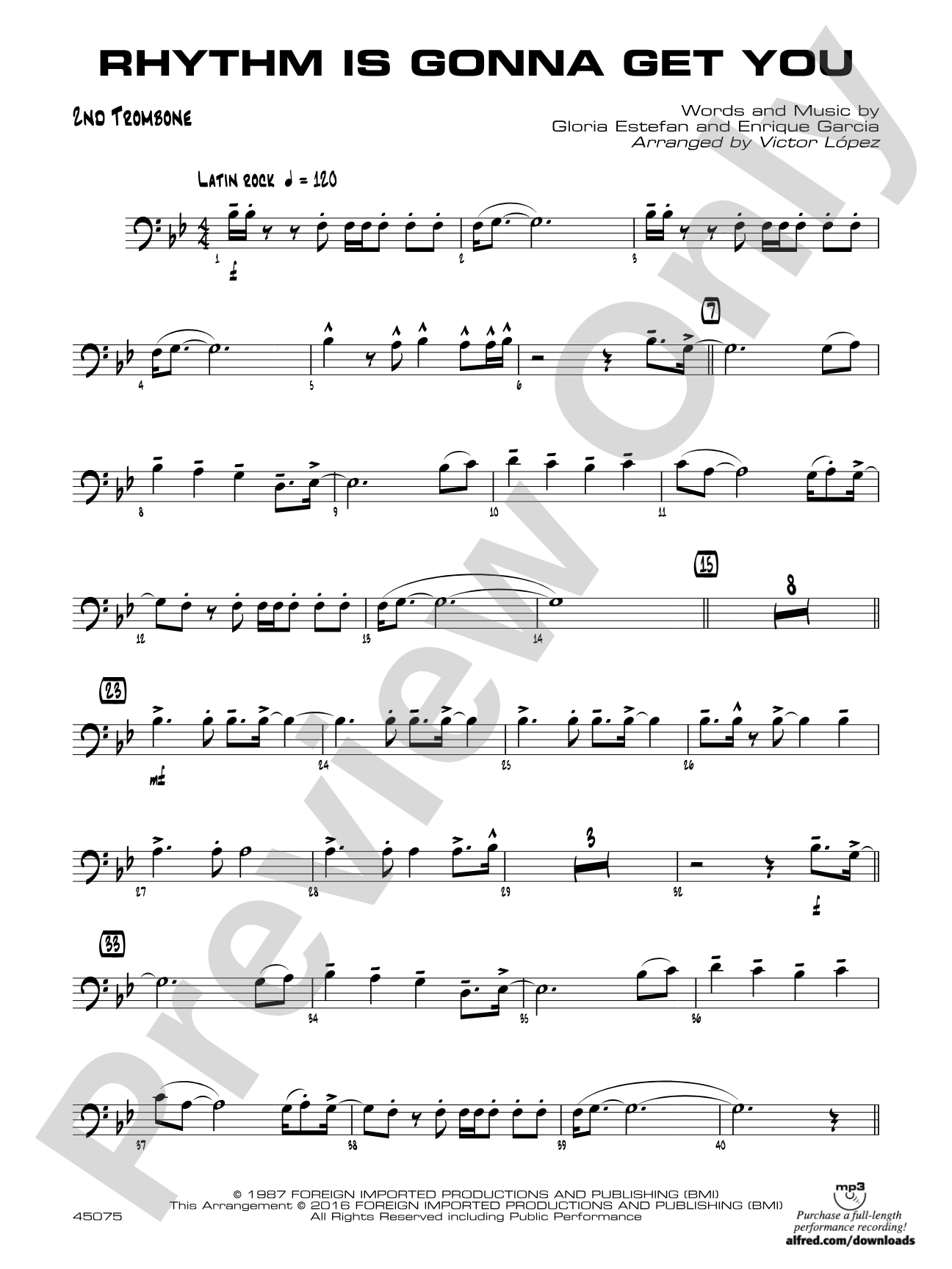 Rhythm Is Gonna Get You: 2nd Trombone