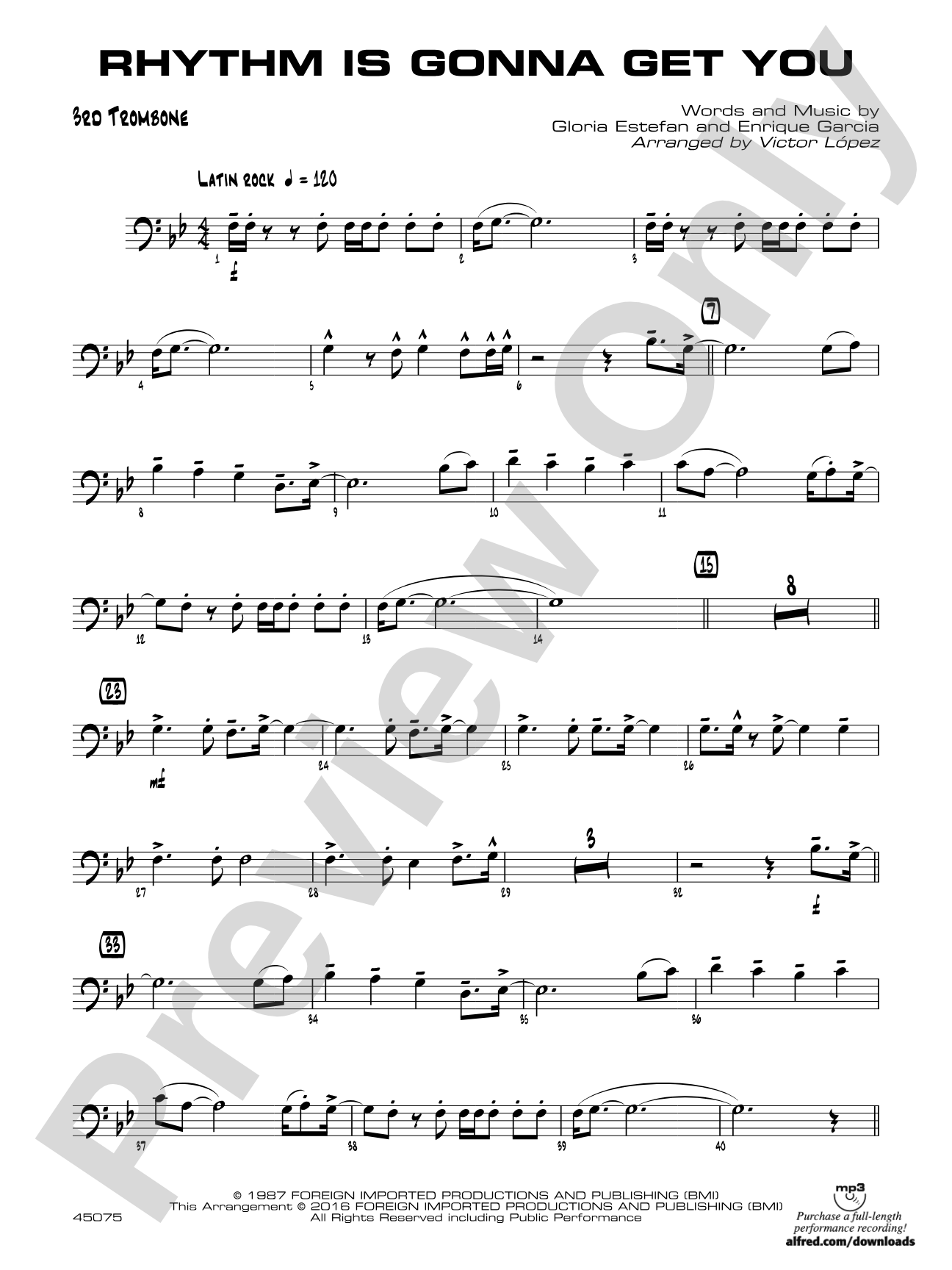 Rhythm Is Gonna Get You: 3rd Trombone