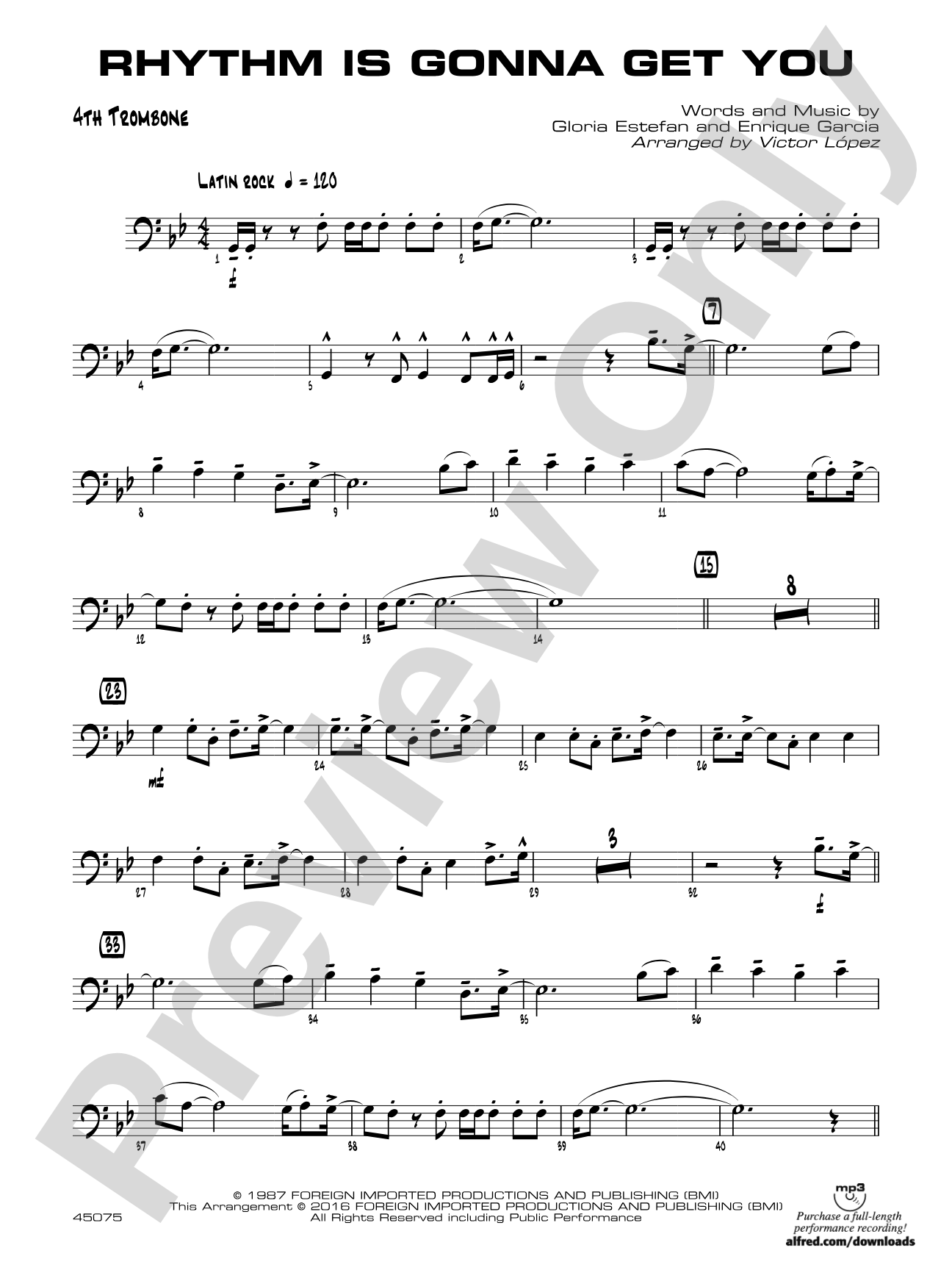 Rhythm Is Gonna Get You: 4th Trombone