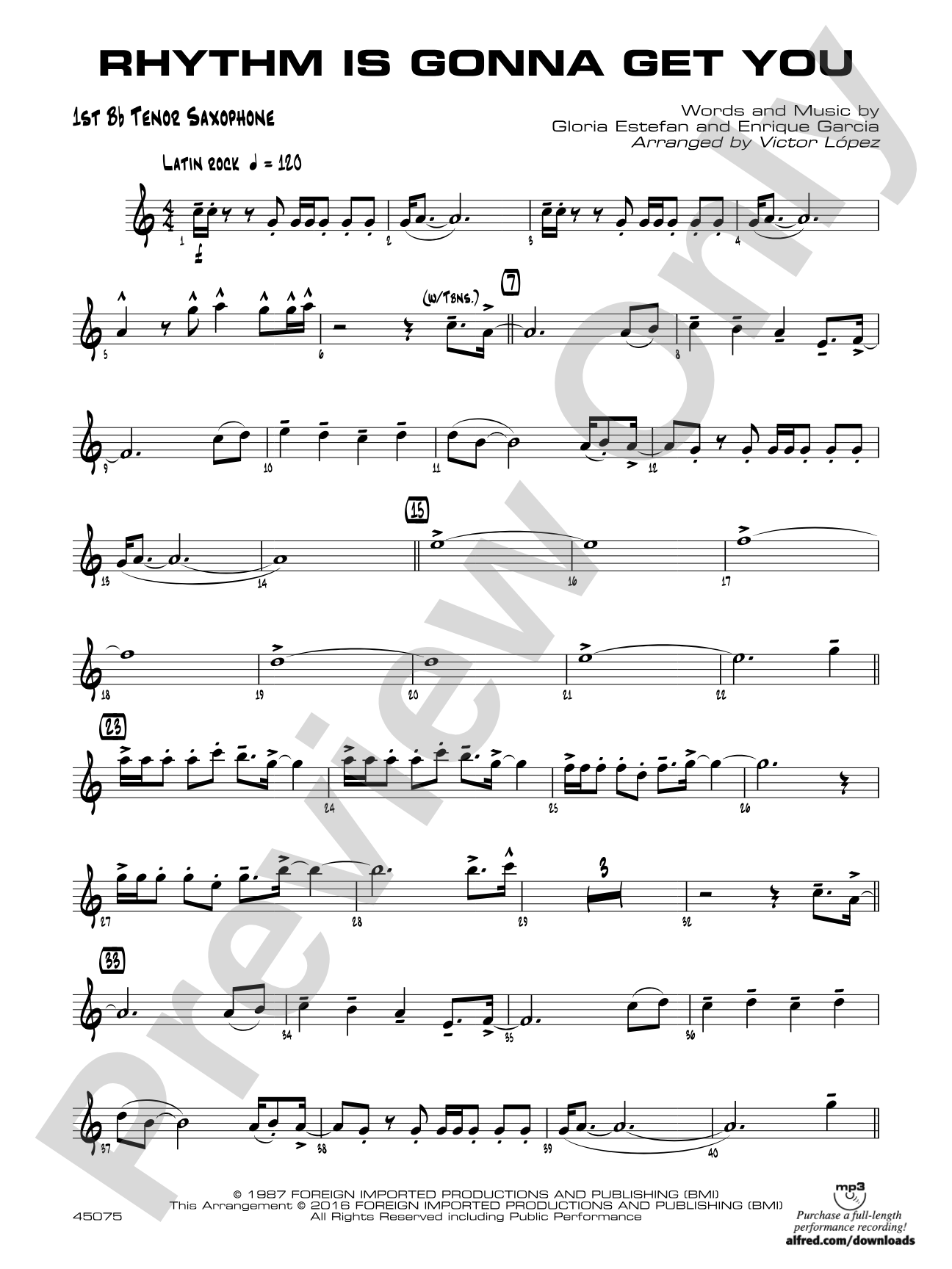 Rhythm Is Gonna Get You: B-flat Tenor Saxophone