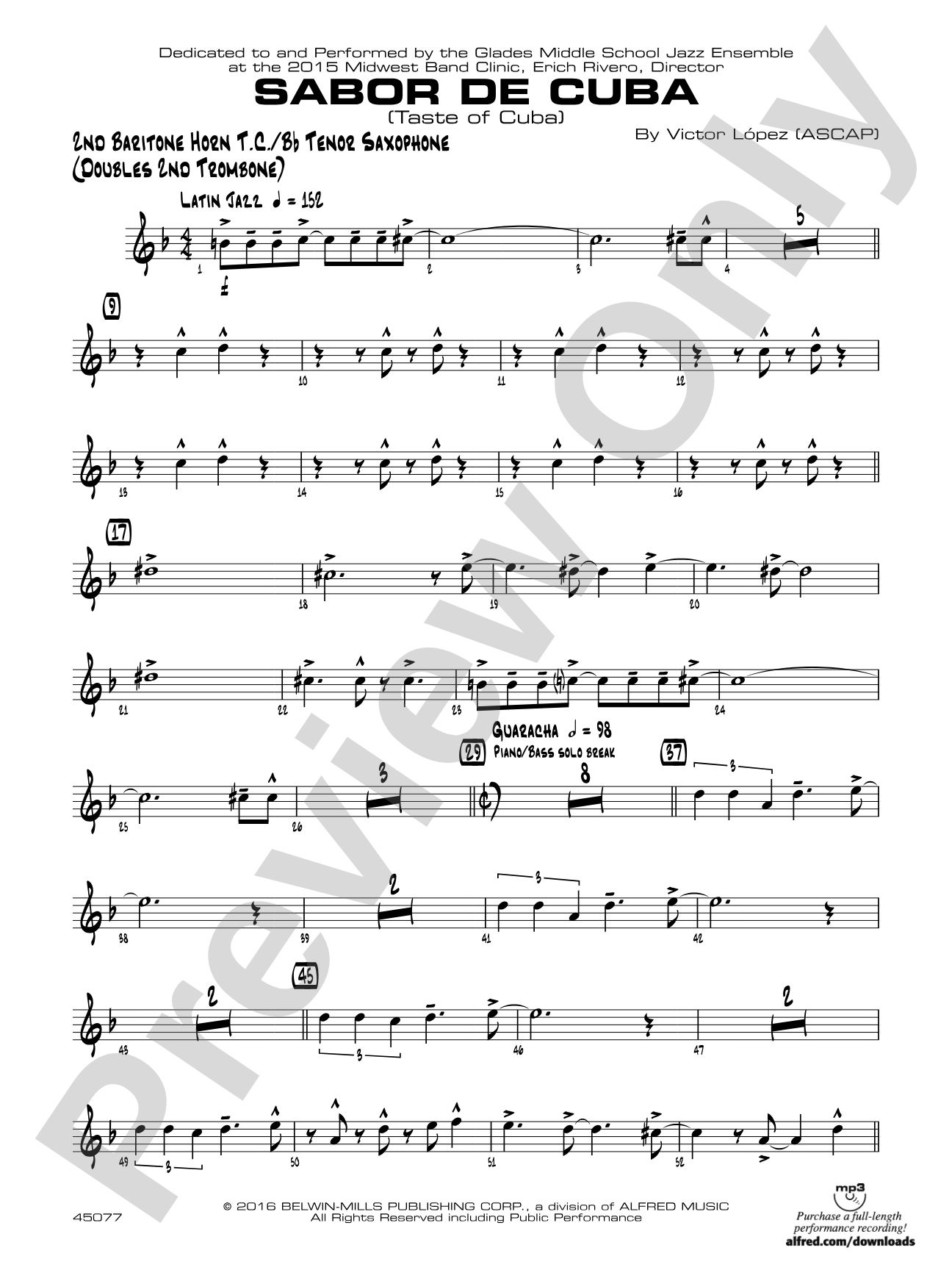 Sabor de Cuba: 2nd Baritone T.C.