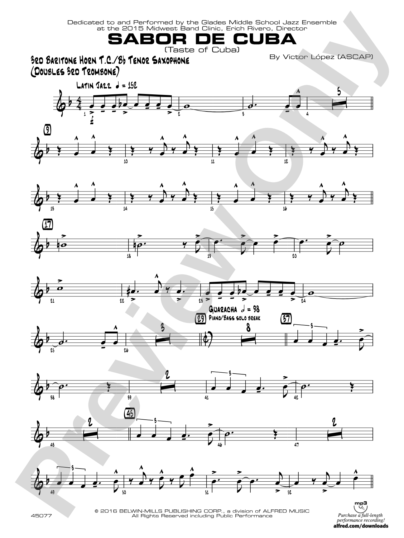 Sabor de Cuba: 3rd Baritone T.C.
