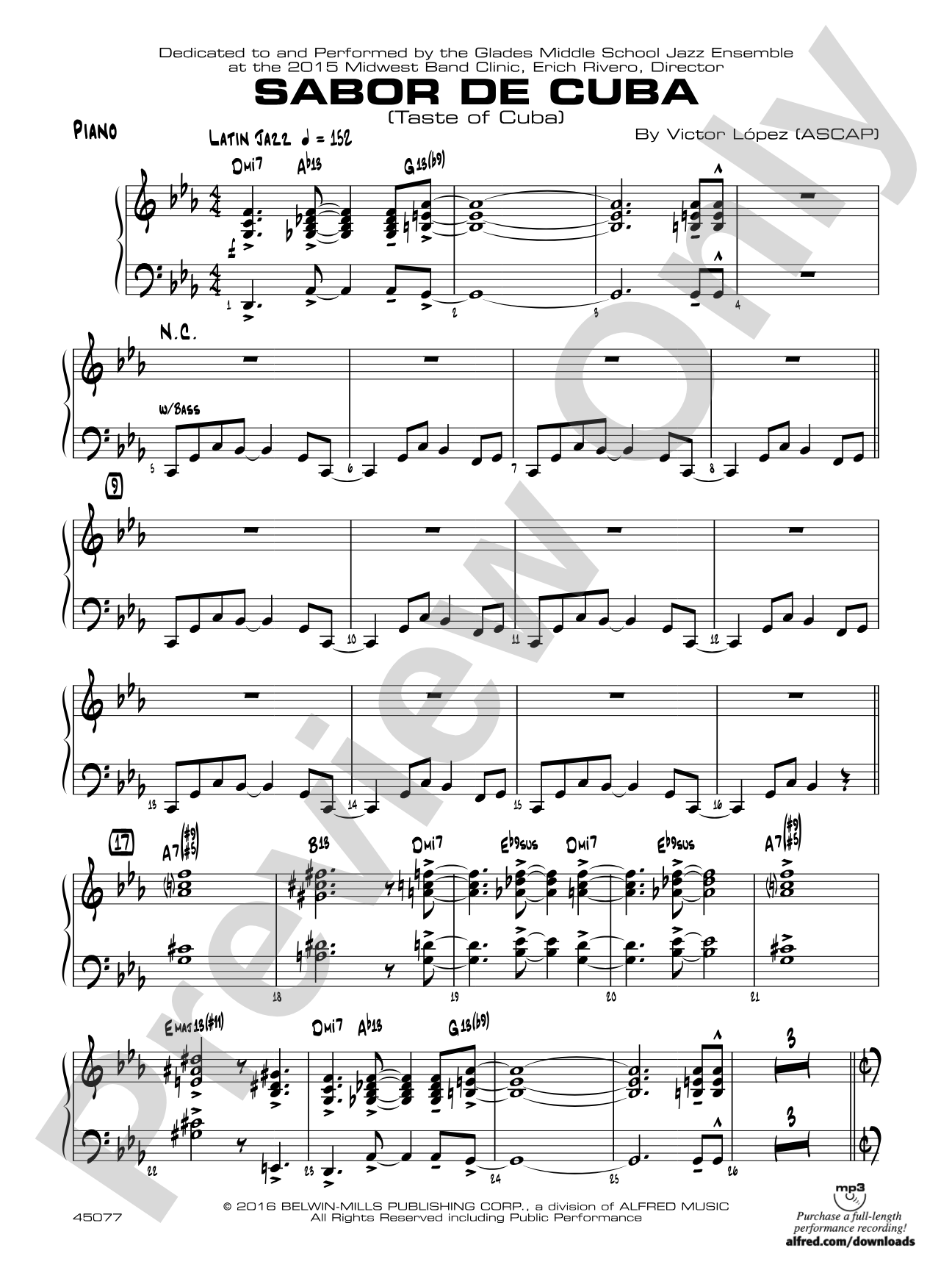 Sabor de Cuba: Piano Accompaniment