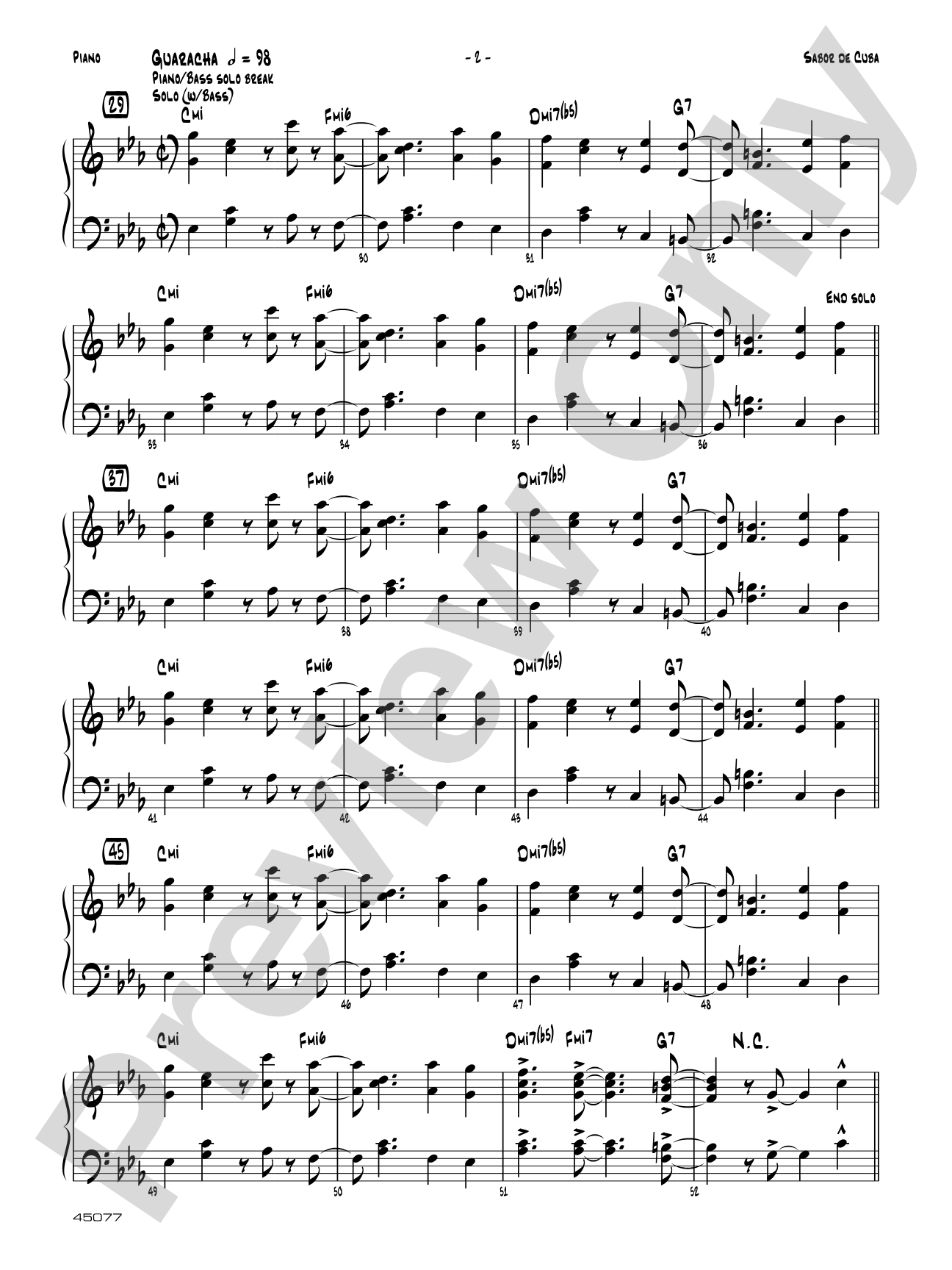 Sabor de Cuba: Piano Accompaniment