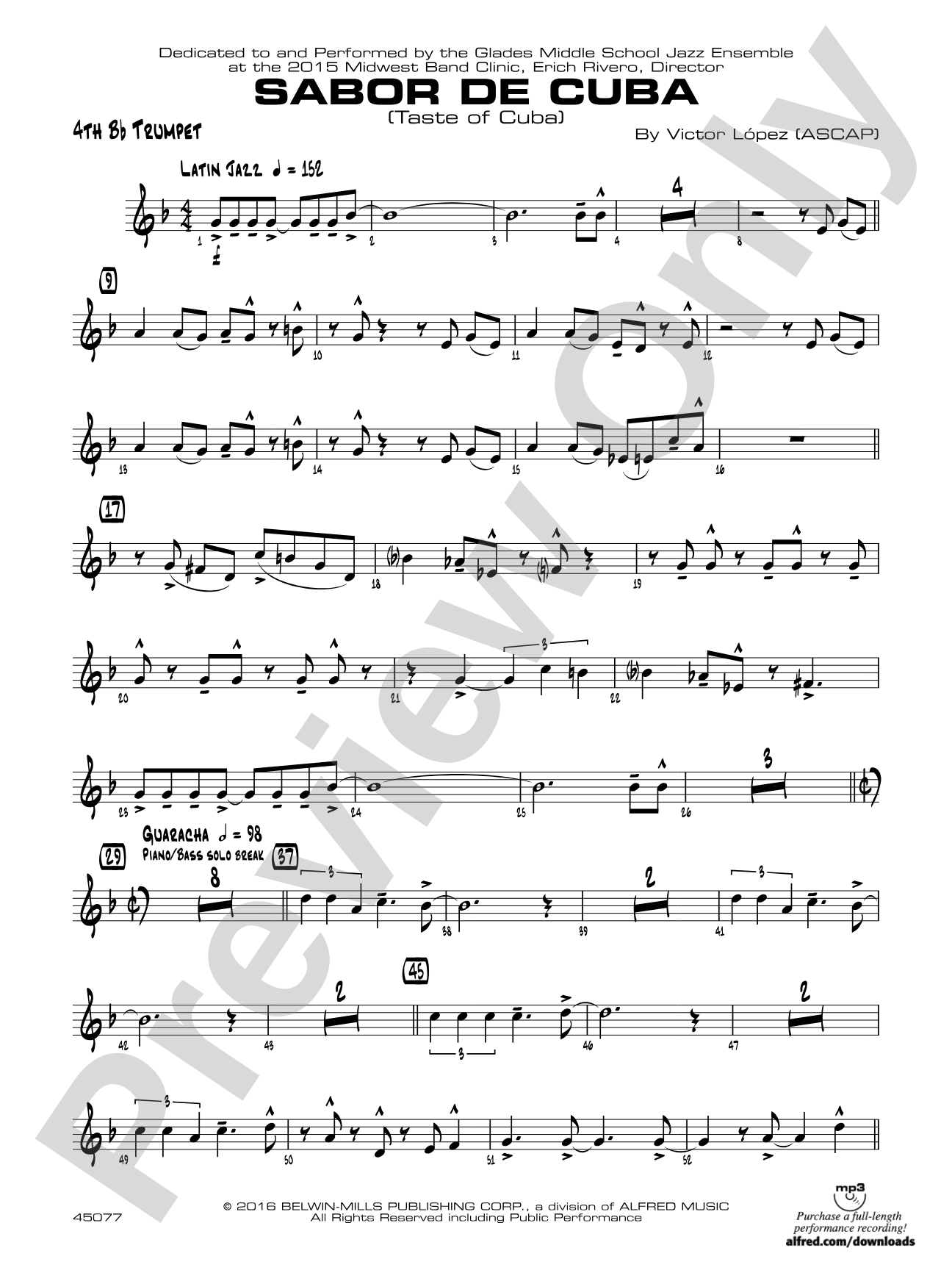 Sabor de Cuba: 4th B-flat Trumpet