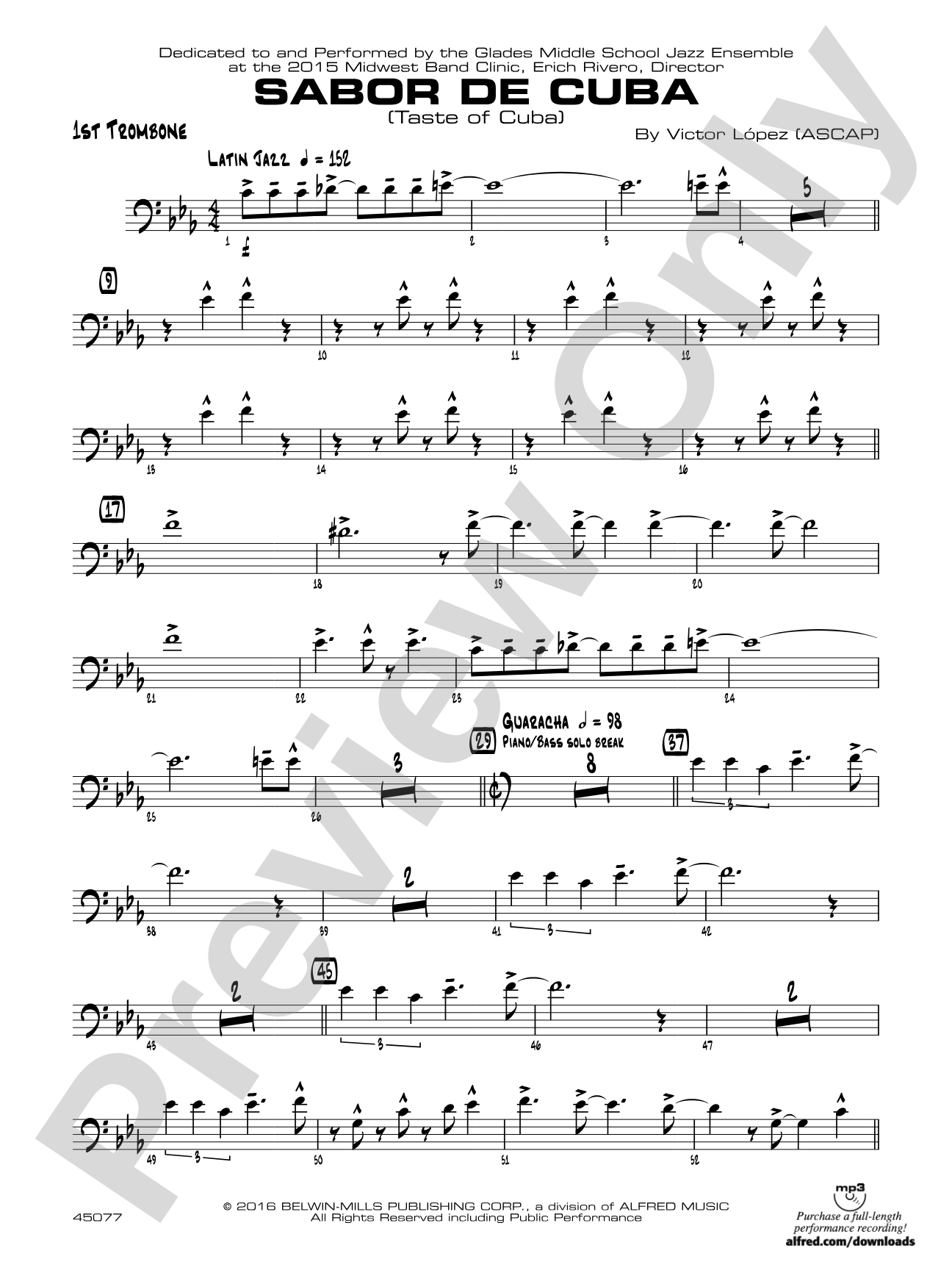 Sabor de Cuba: 1st Trombone