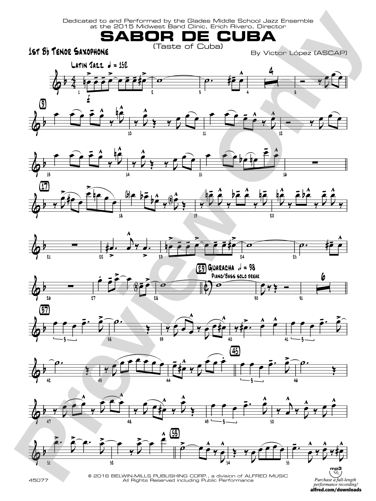 Sabor de Cuba: B-flat Tenor Saxophone