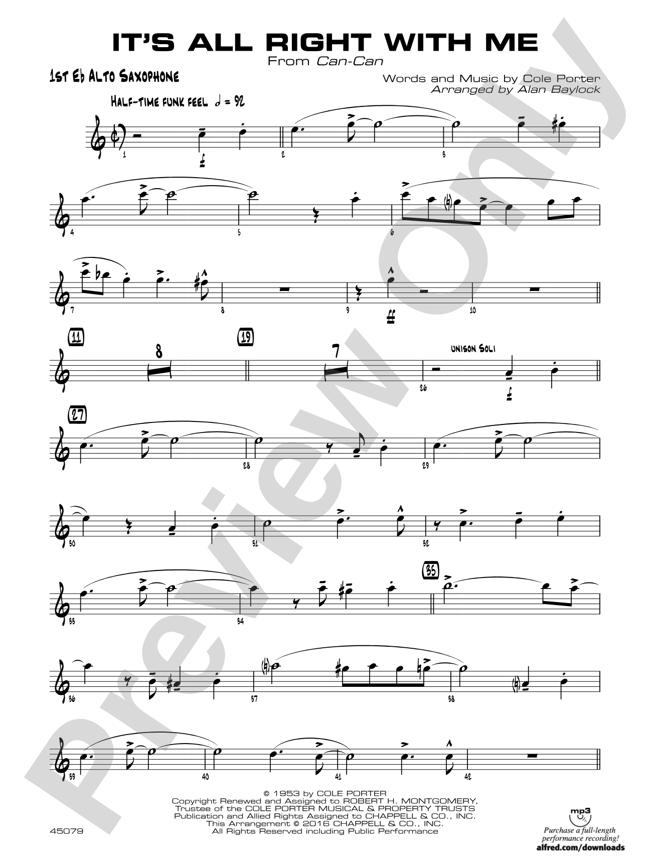 It's All Right with Me: E-flat Alto Saxophone