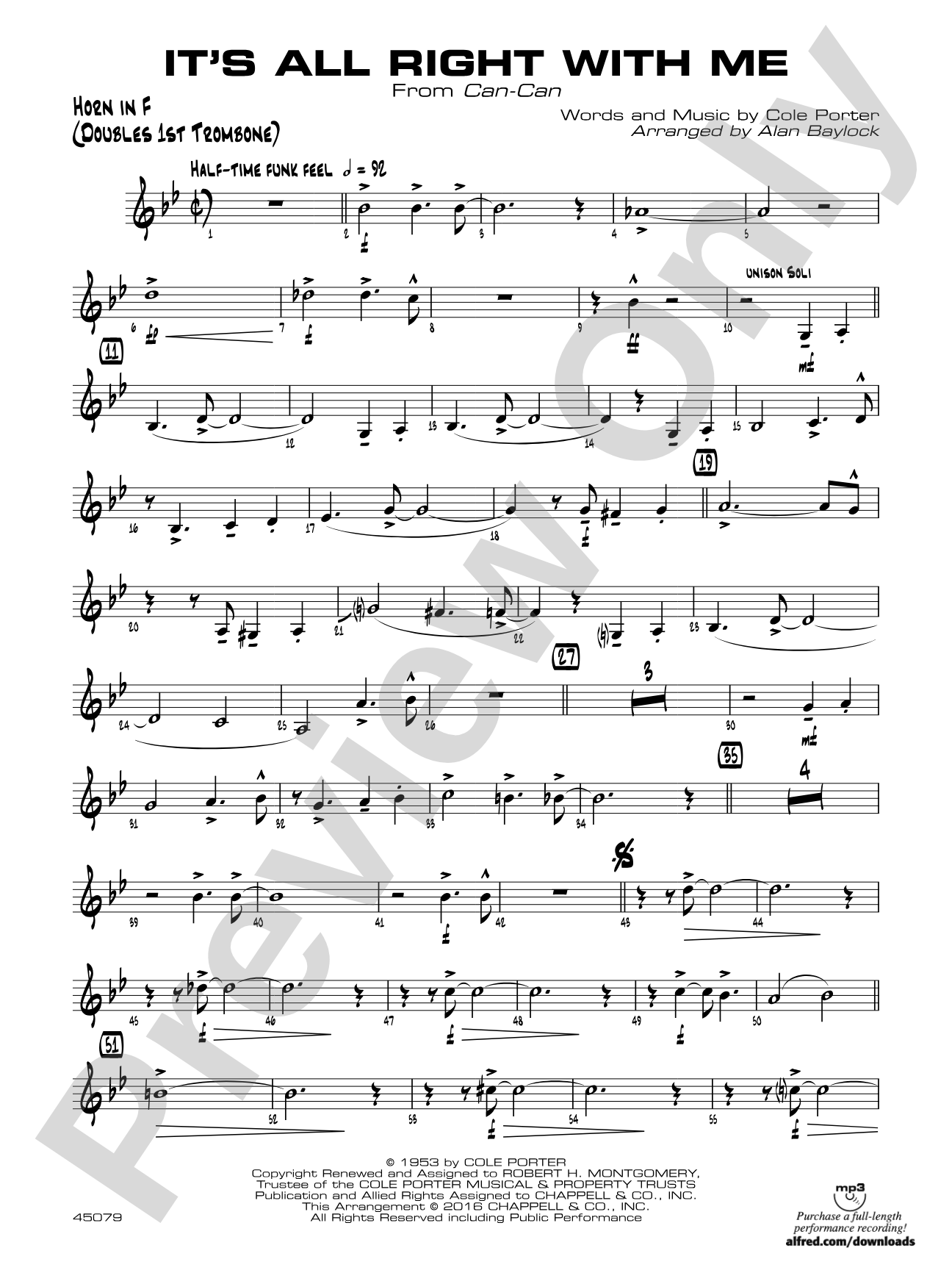 It's All Right with Me: 1st F Horn