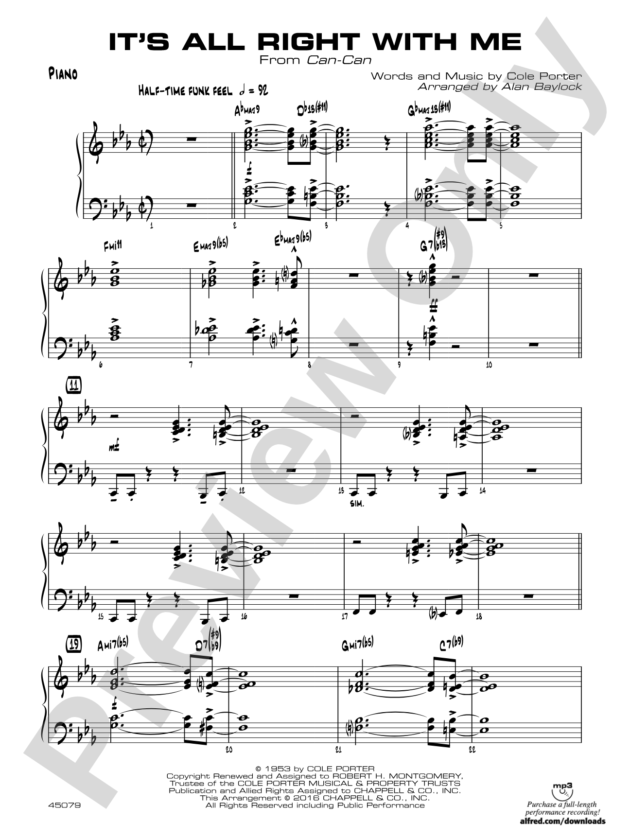It's All Right with Me: Piano Accompaniment