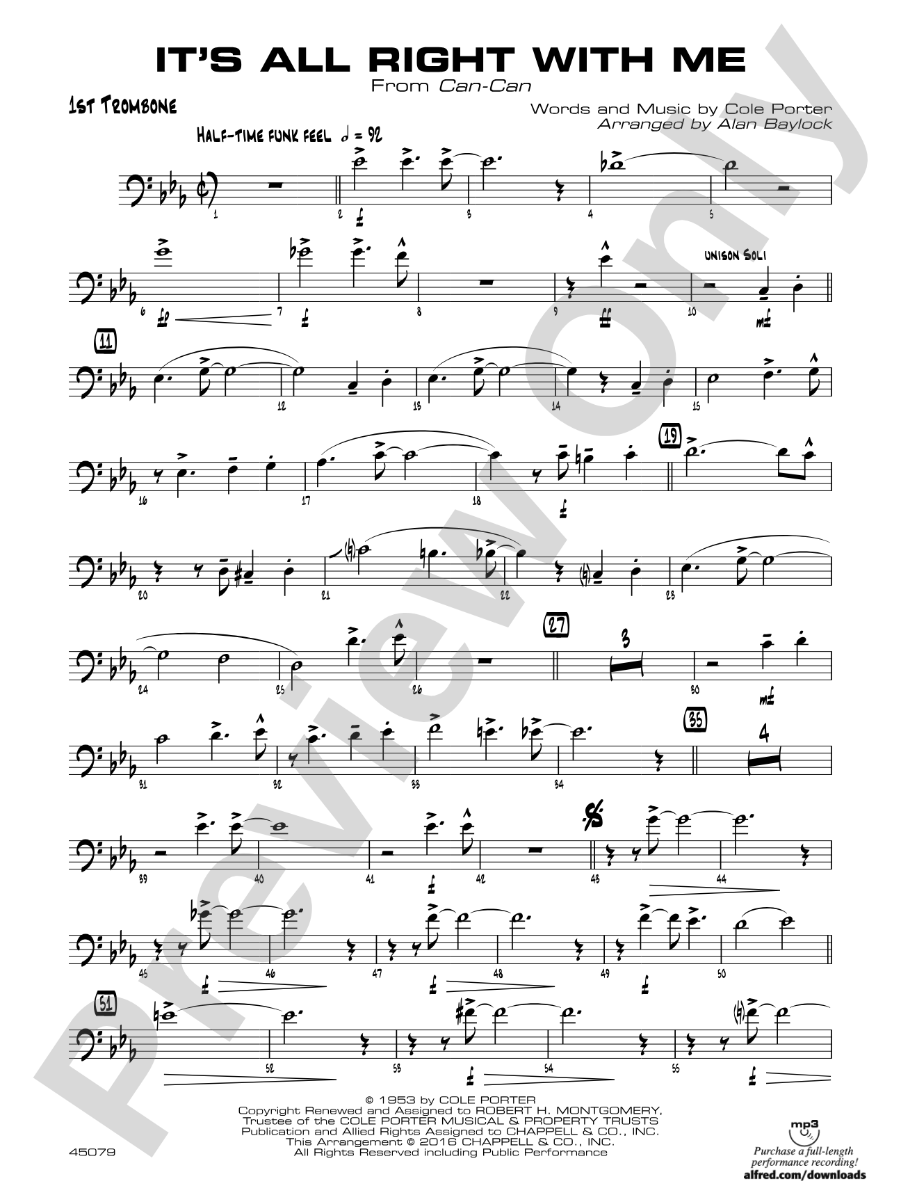 It's All Right with Me: 1st Trombone