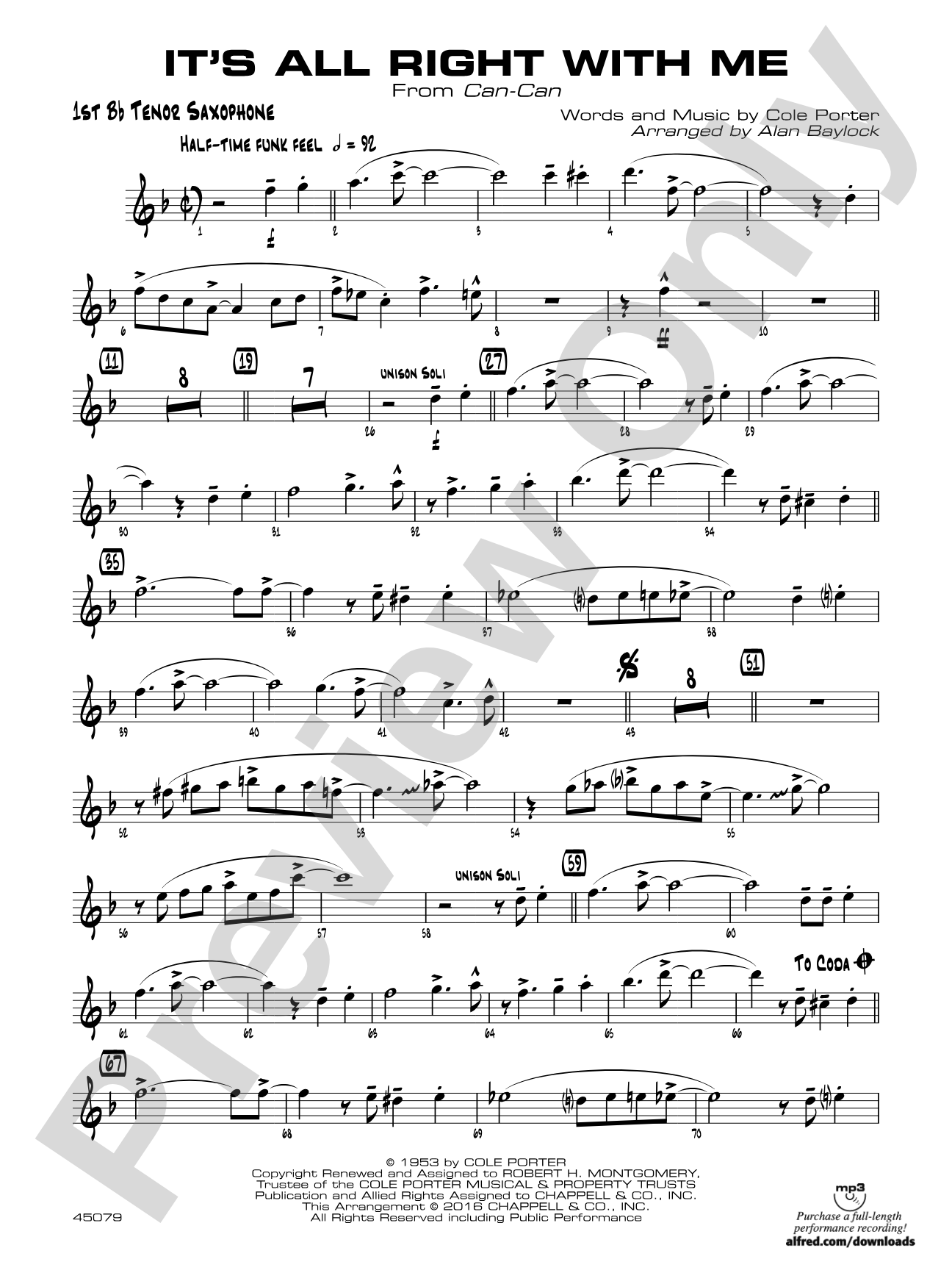 It's All Right with Me: B-flat Tenor Saxophone