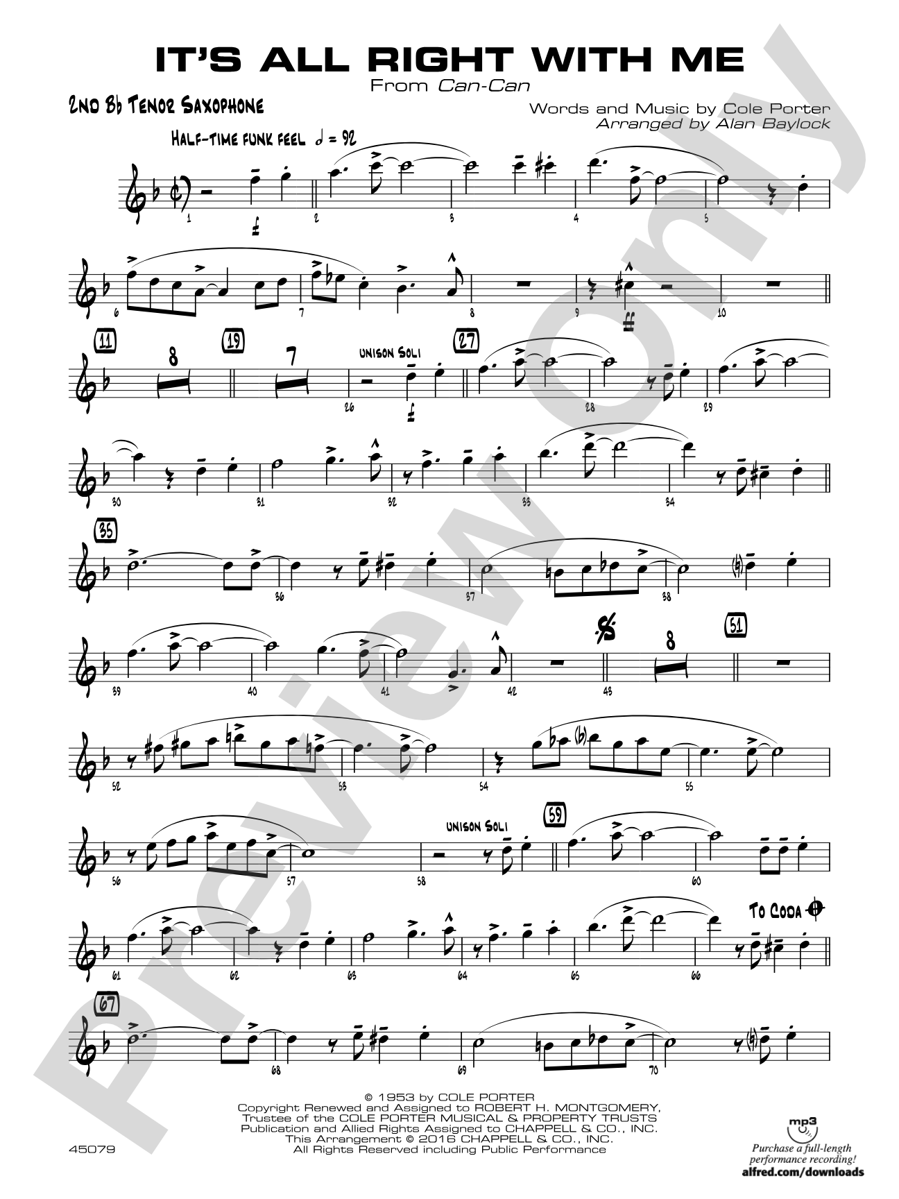 It's All Right with Me: 2nd B-flat Tenor Saxophone