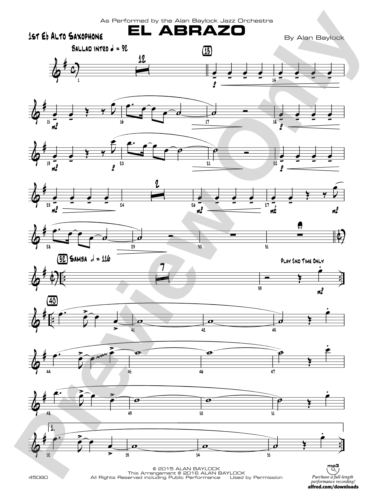 El Abrazo: E-flat Alto Saxophone