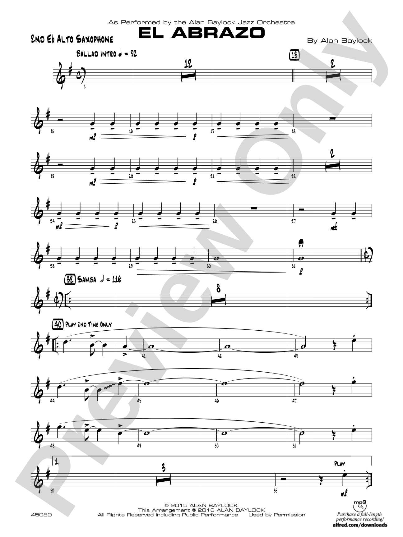 El Abrazo: 2nd E-flat Alto Saxophone