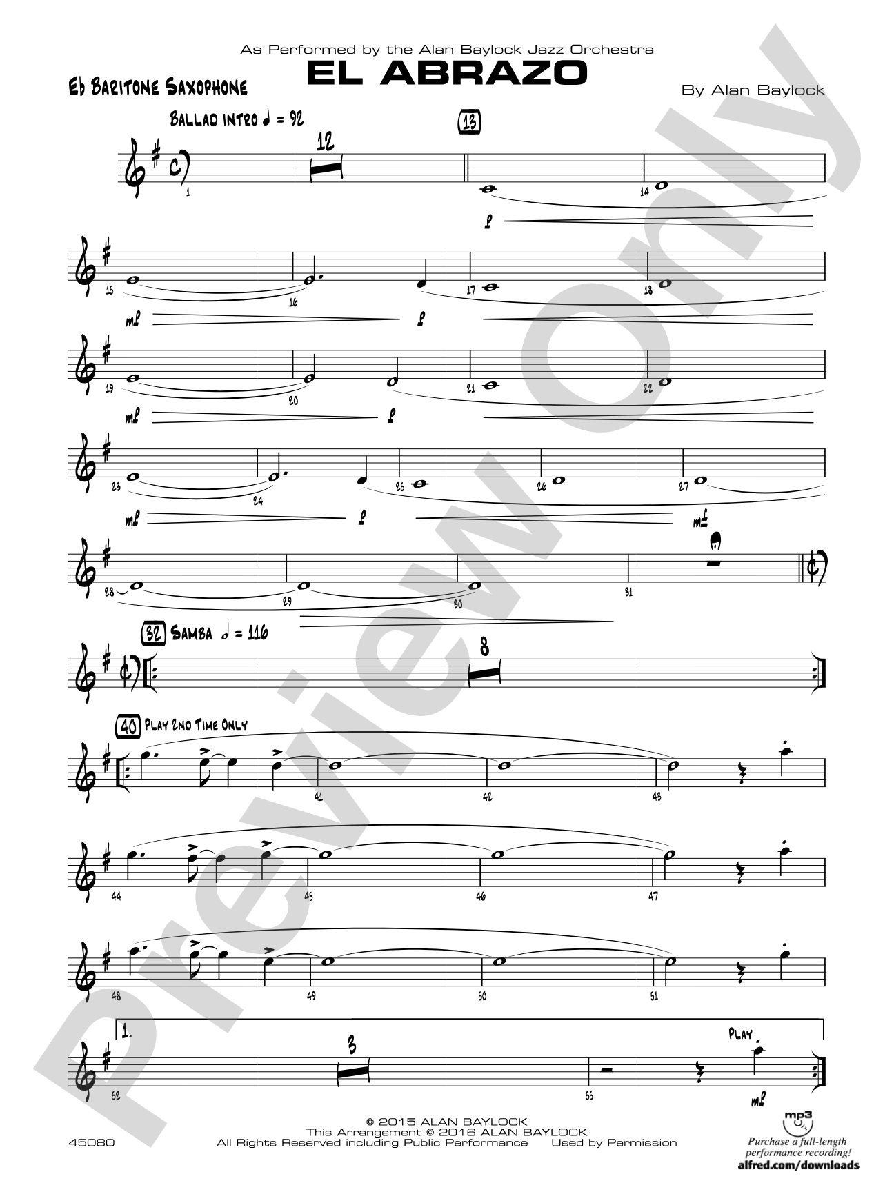 El Abrazo: E-flat Baritone Saxophone