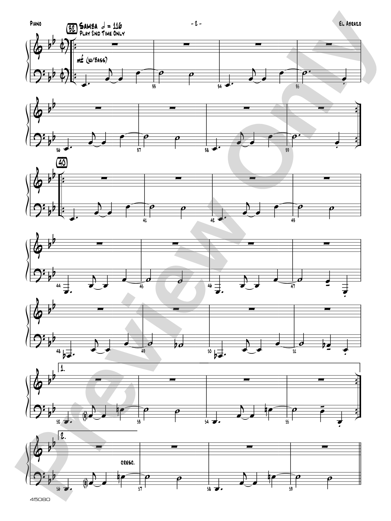 El Abrazo: Piano Accompaniment
