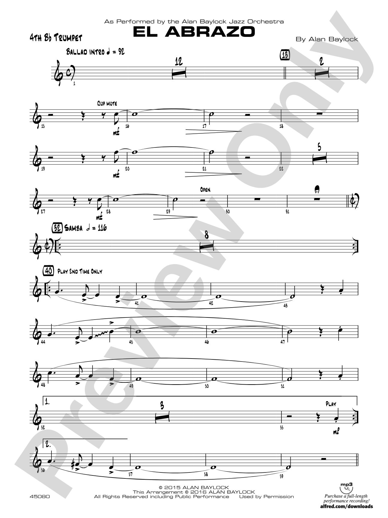 El Abrazo: 4th B-flat Trumpet