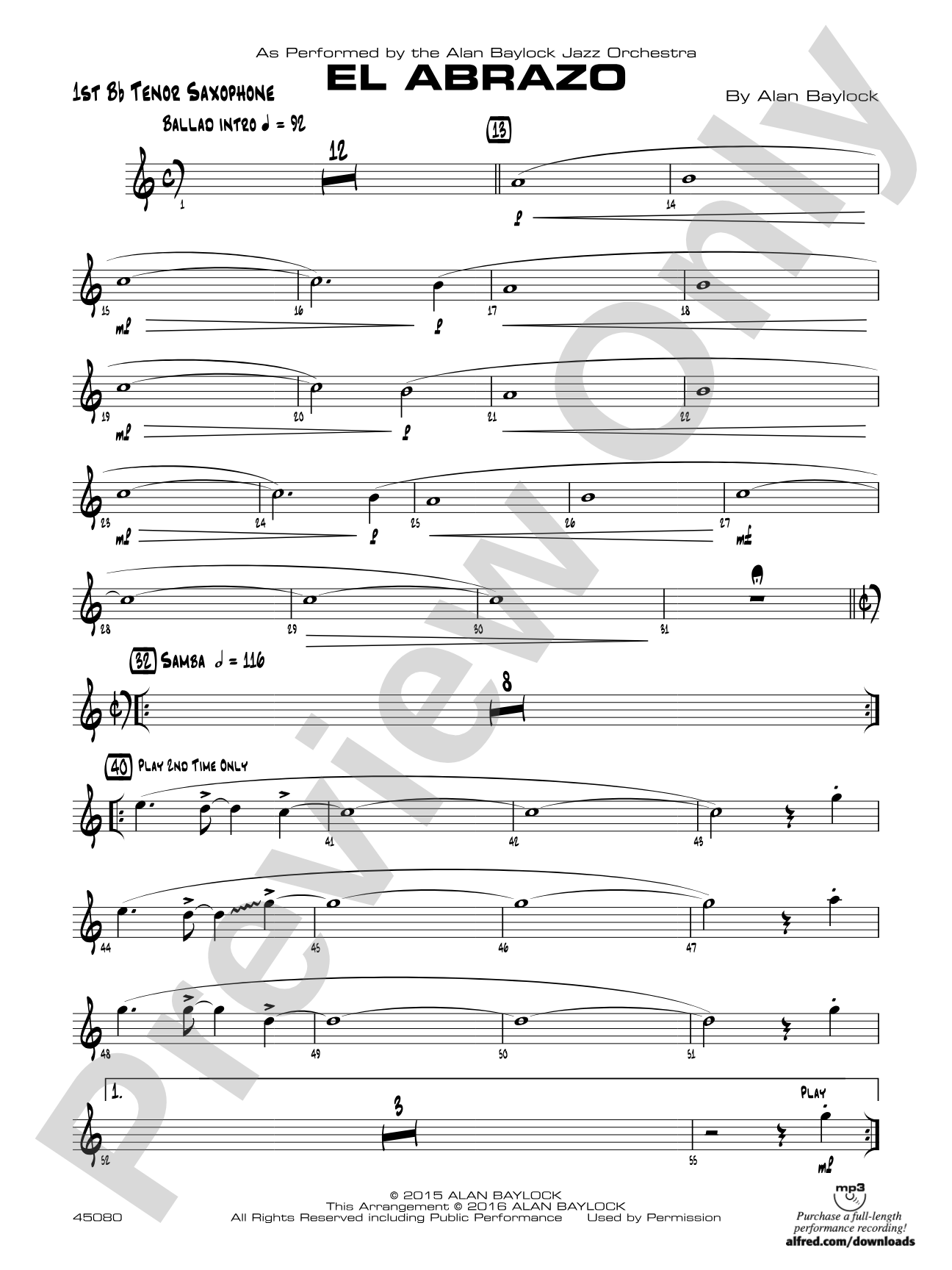 El Abrazo: B-flat Tenor Saxophone