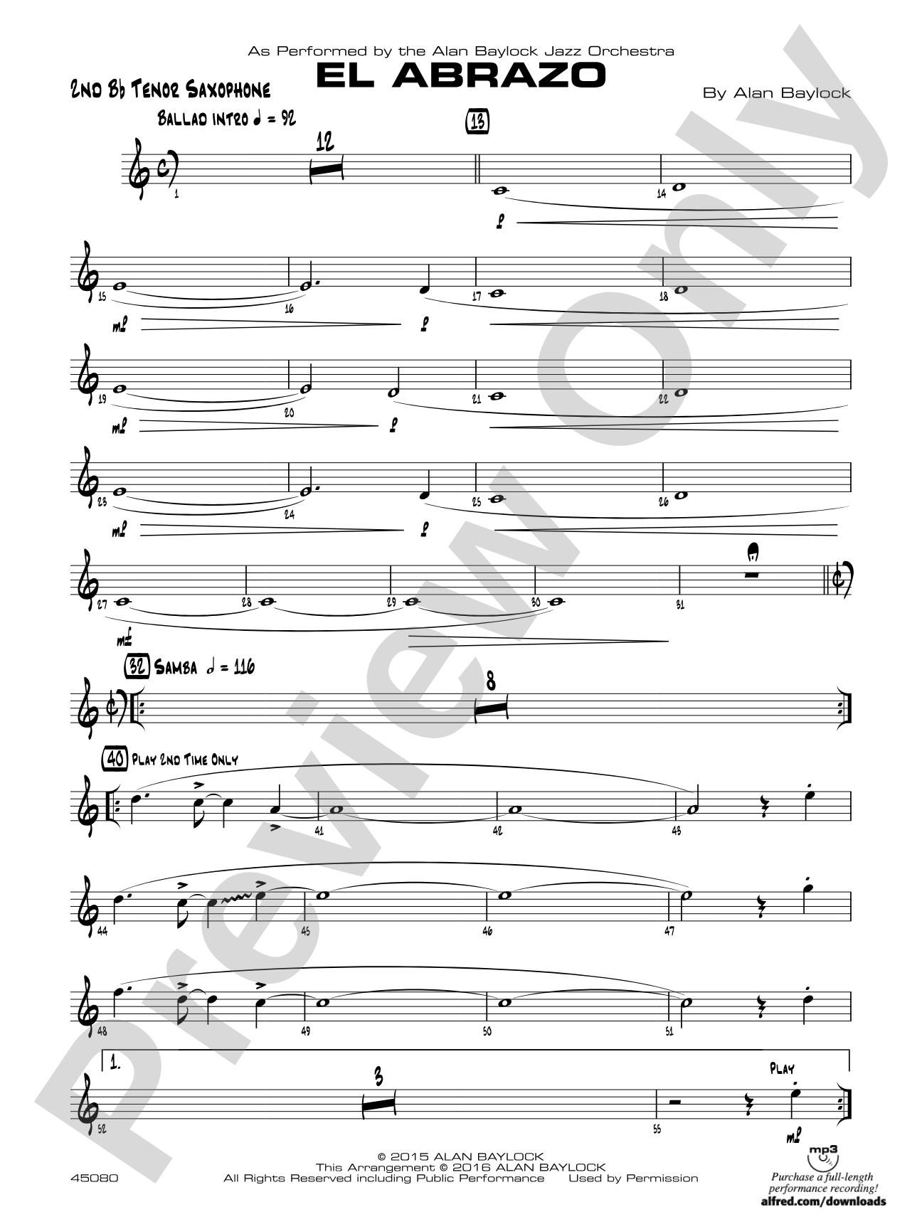 El Abrazo: 2nd B-flat Tenor Saxophone