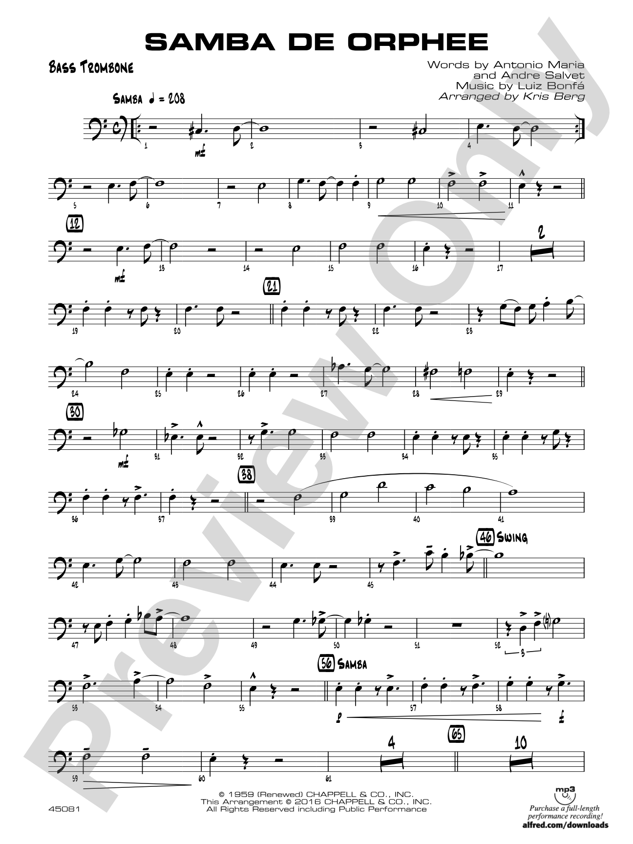 Samba de Orphee: Bass Trombone