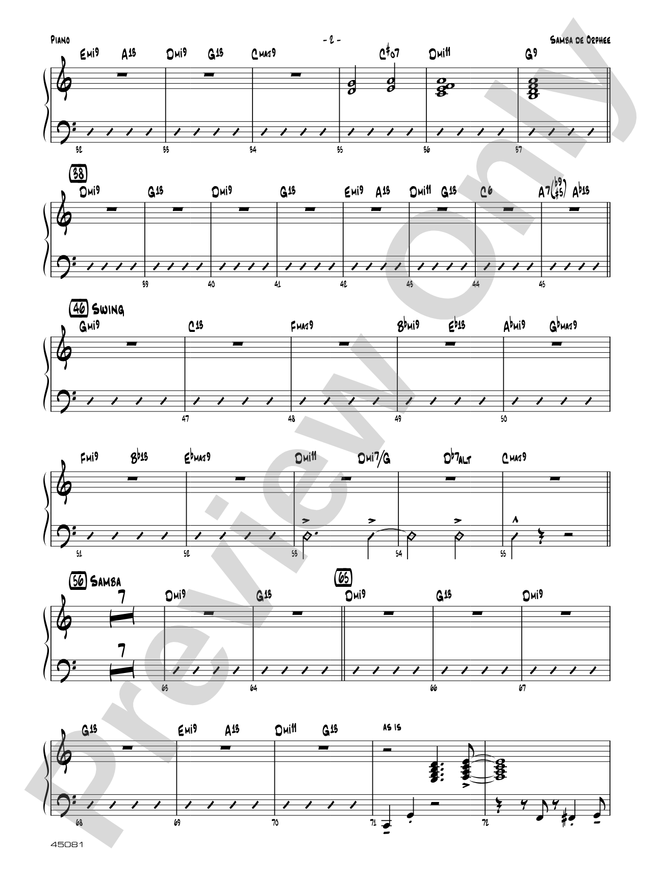Samba de Orphee: Piano Accompaniment