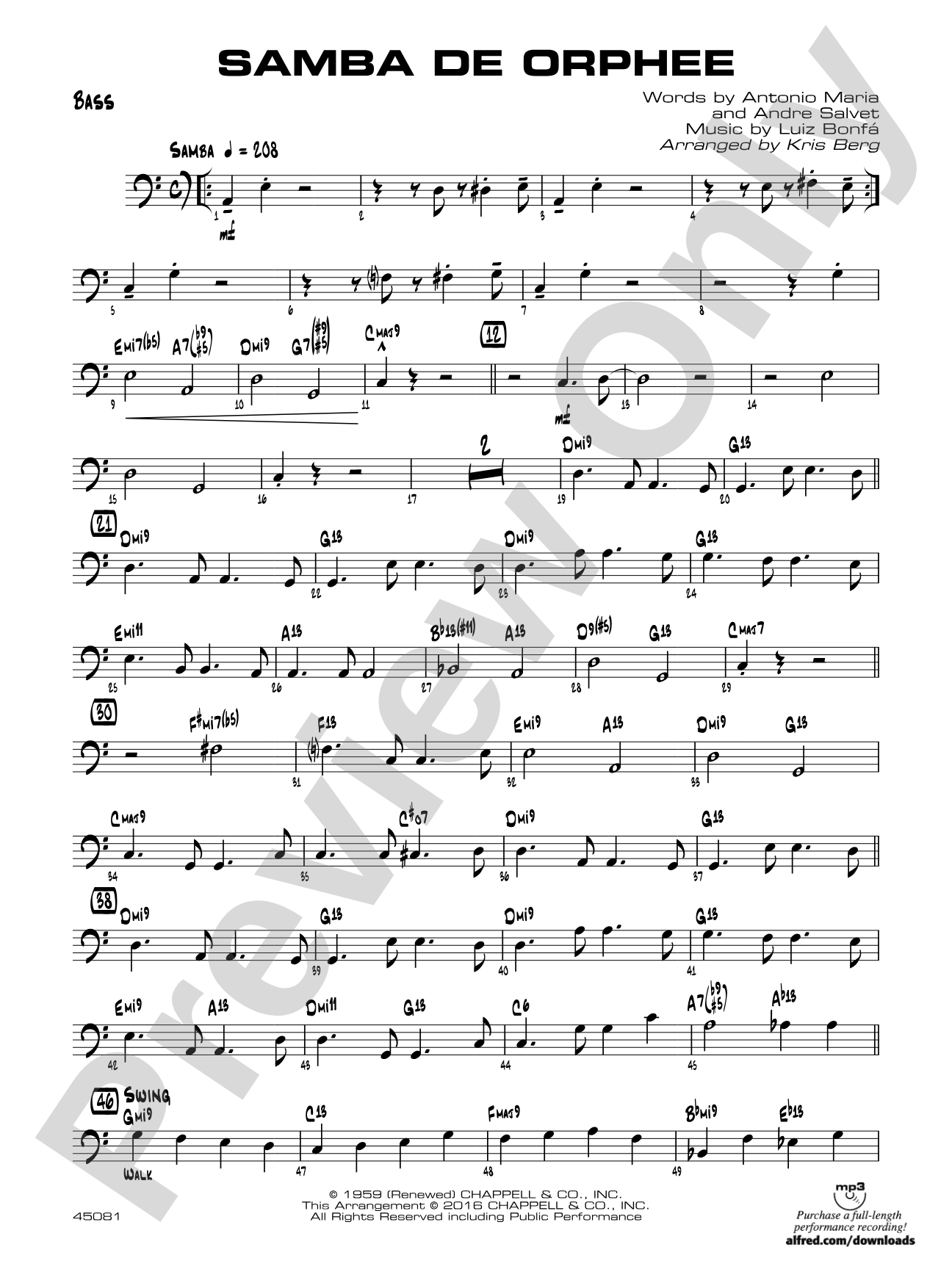 Samba de Orphee: String Bass