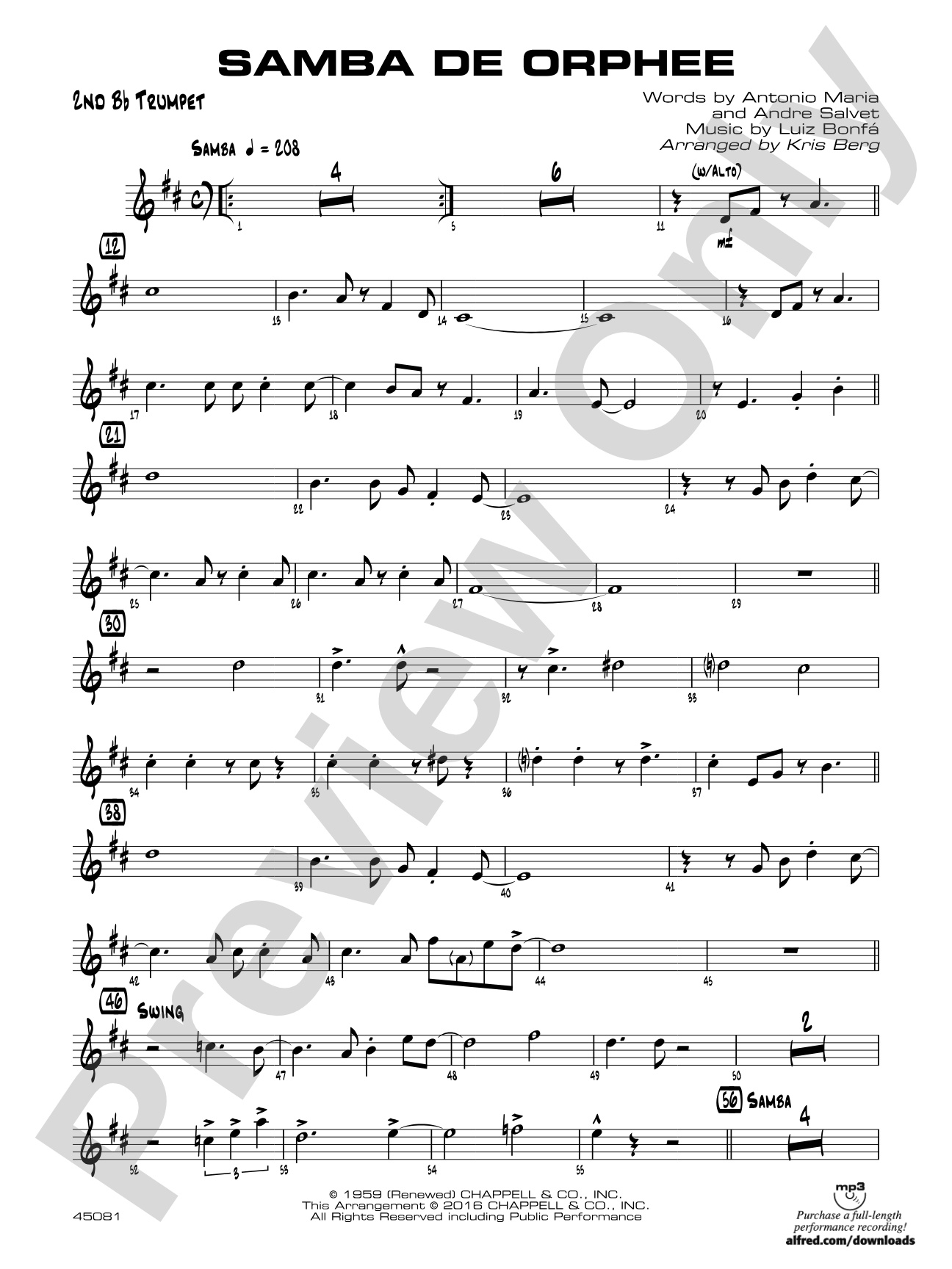 Samba de Orphee: 2nd B-flat Trumpet