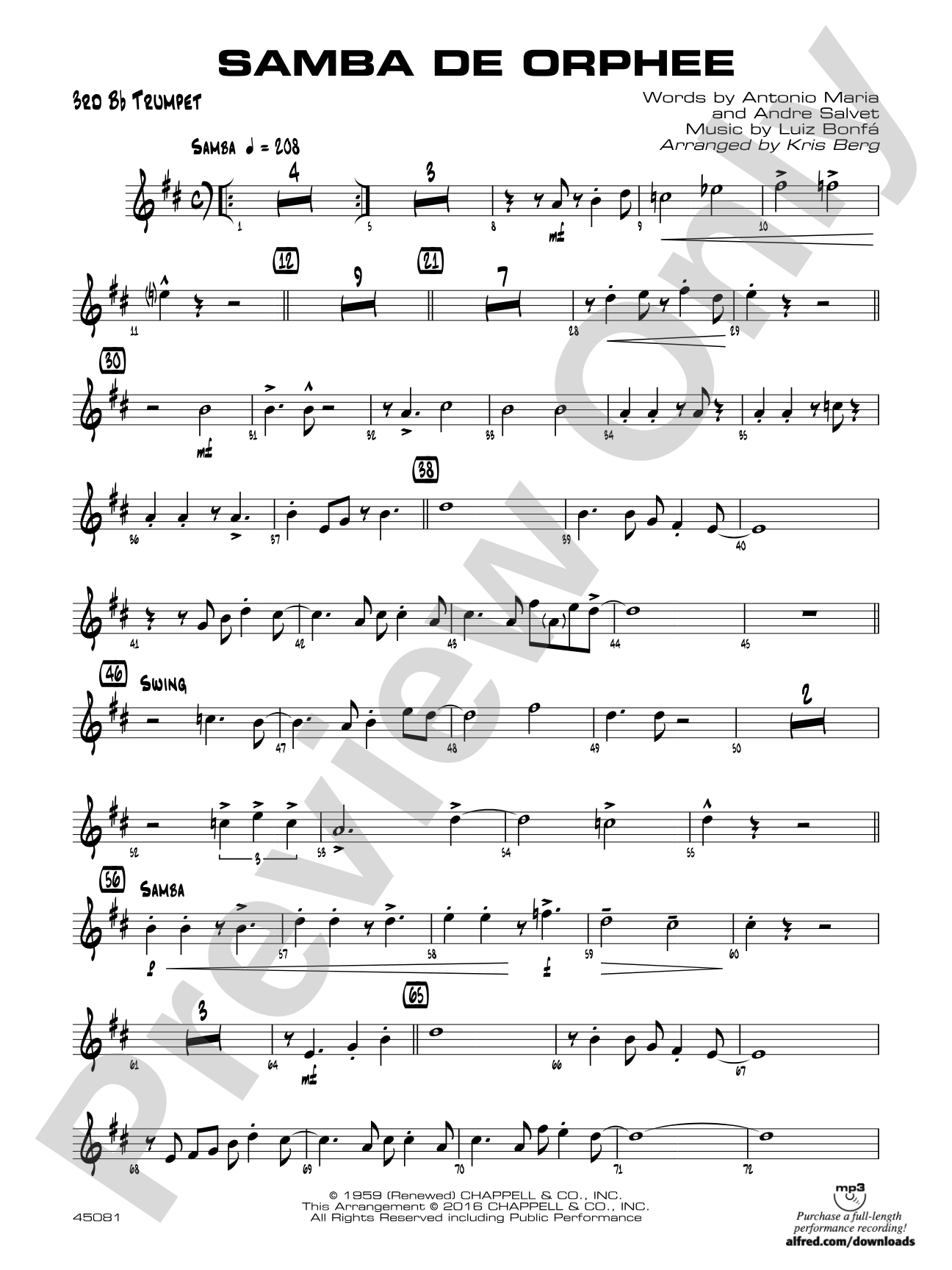 Samba de Orphee: 3rd B-flat Trumpet