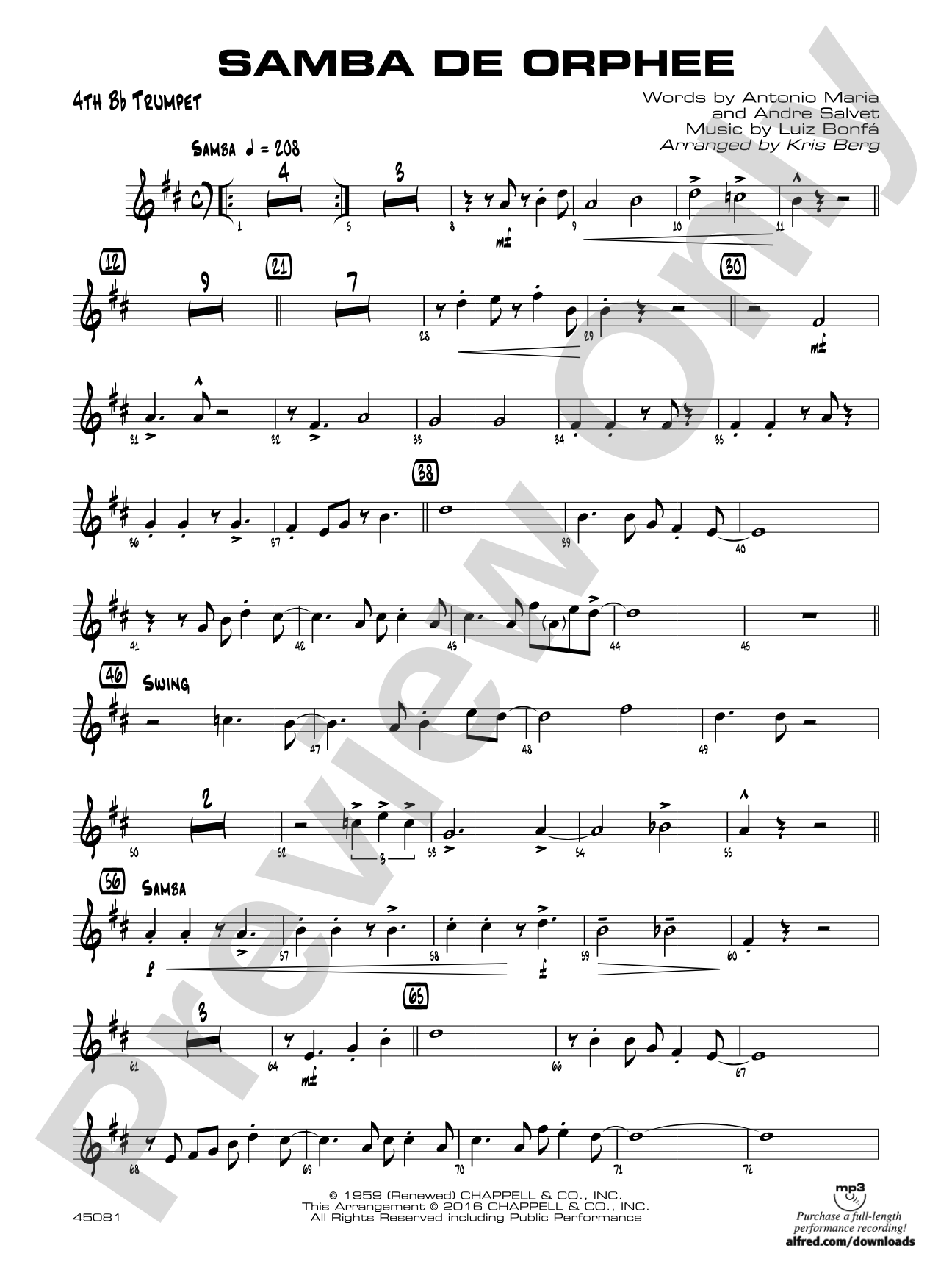 Samba de Orphee: 4th B-flat Trumpet