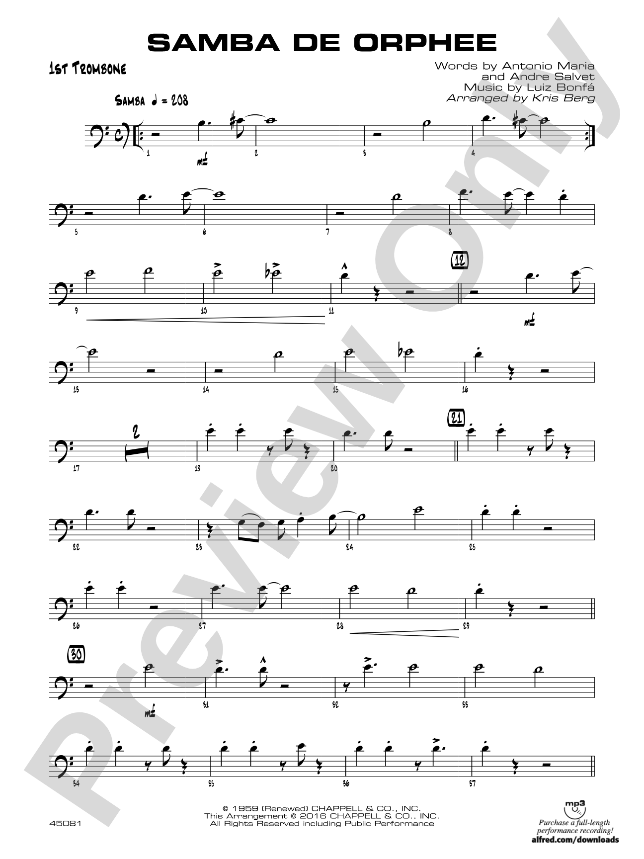 Samba de Orphee: 1st Trombone
