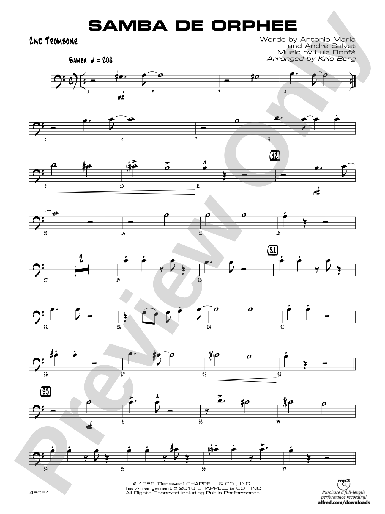 Samba de Orphee: 2nd Trombone