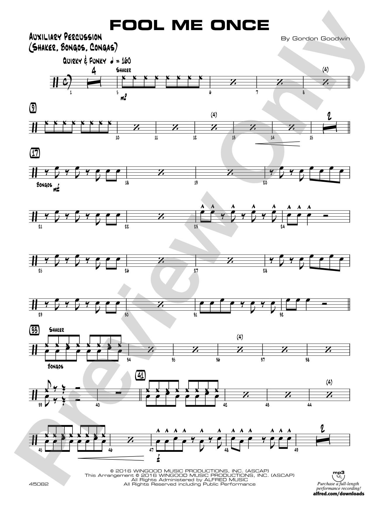 Fool Me Once: Auxiliary Percussion