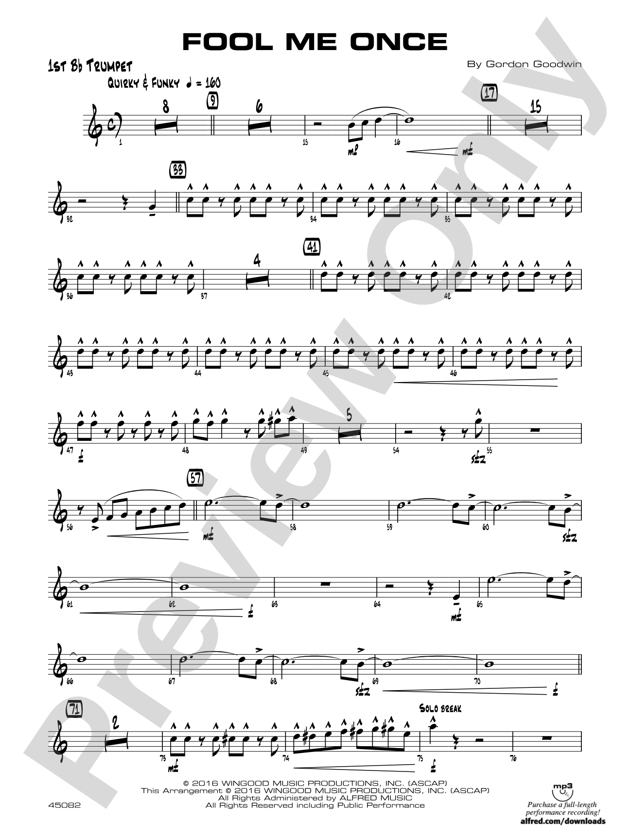 Fool Me Once: 1st B-flat Trumpet