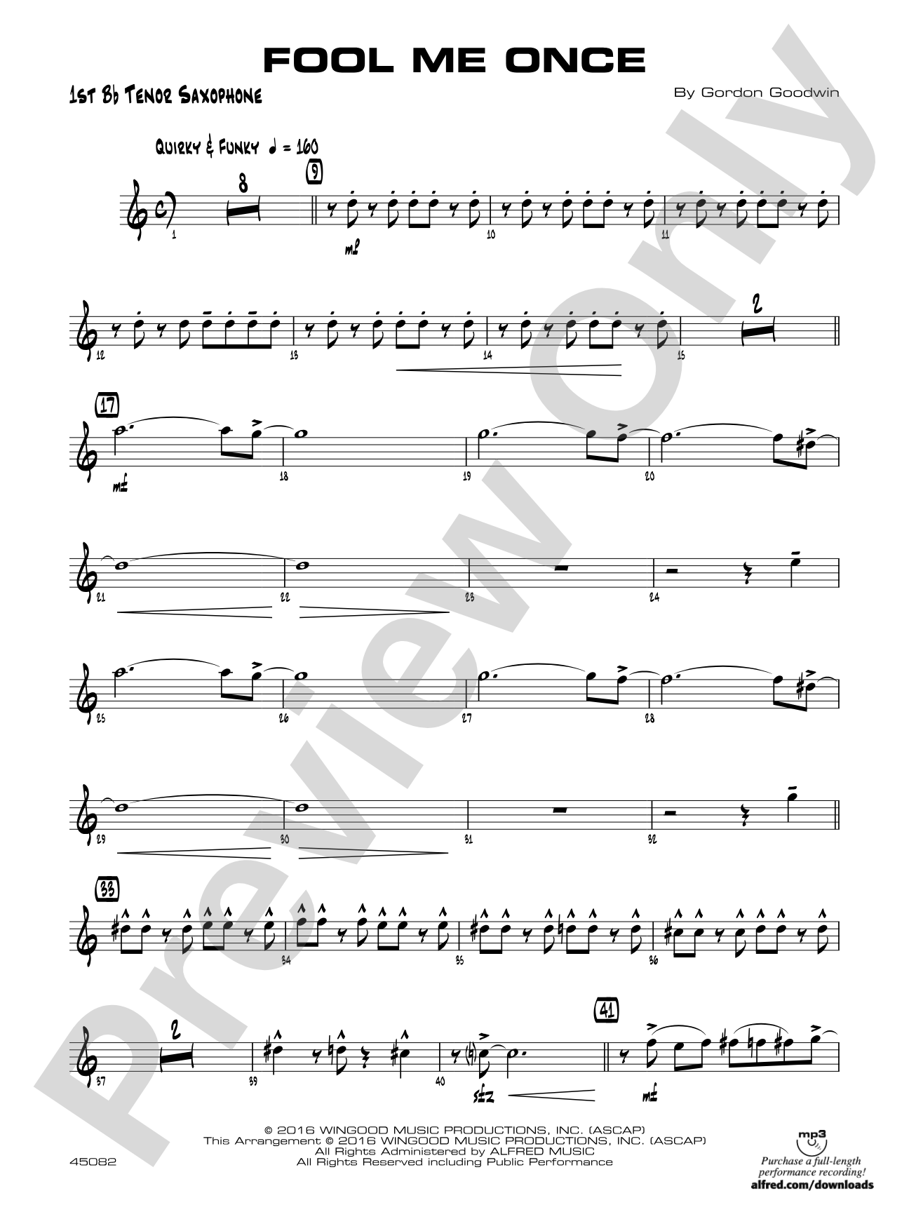 Fool Me Once: B-flat Tenor Saxophone