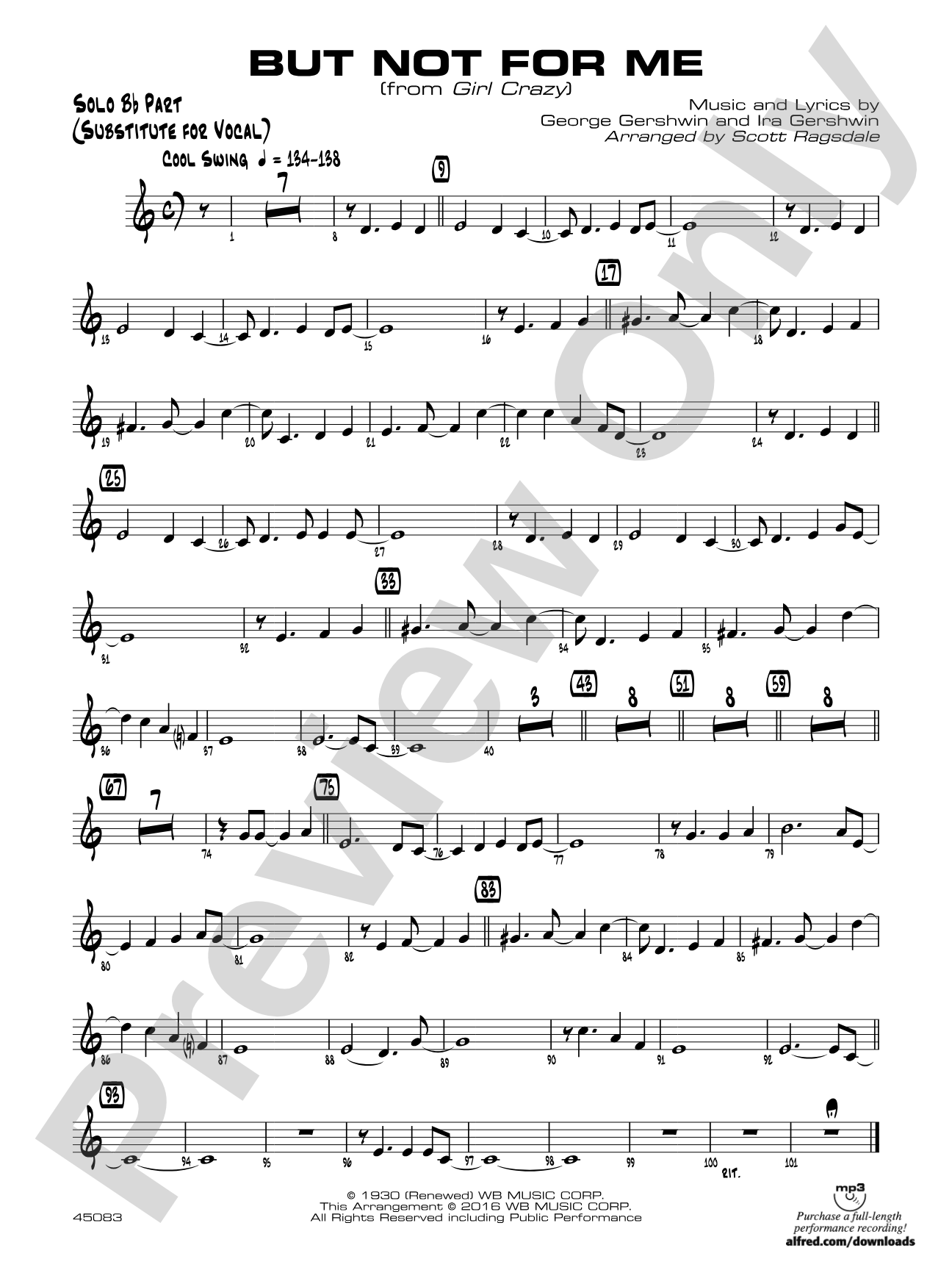 But Not for Me: Solo Bb Part (Substitute for Vocal)