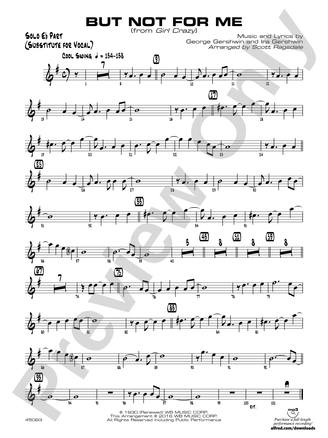 But Not for Me: Solo Eb Part (Substitute for Vocal)