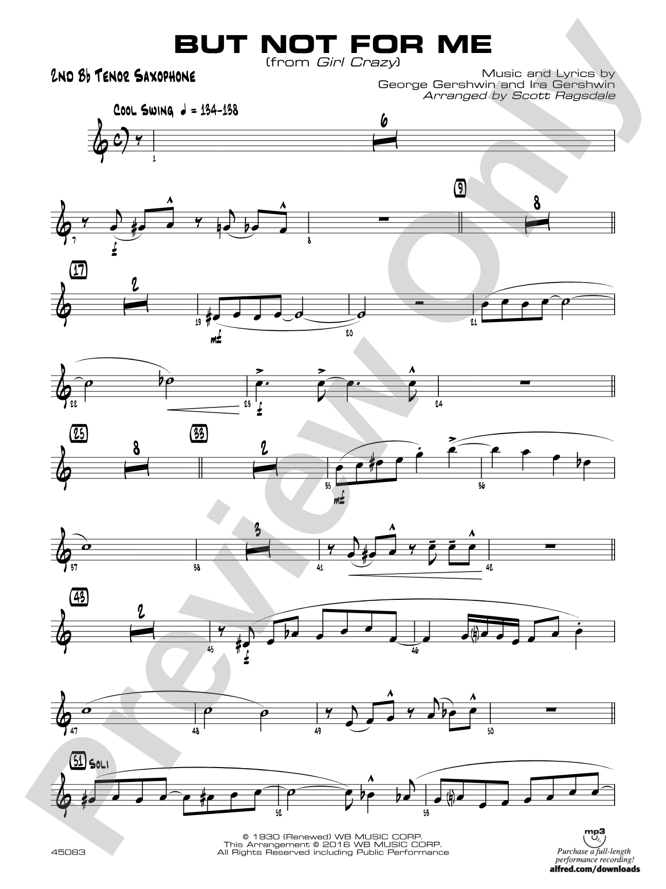 But Not for Me: 2nd B-flat Tenor Saxophone