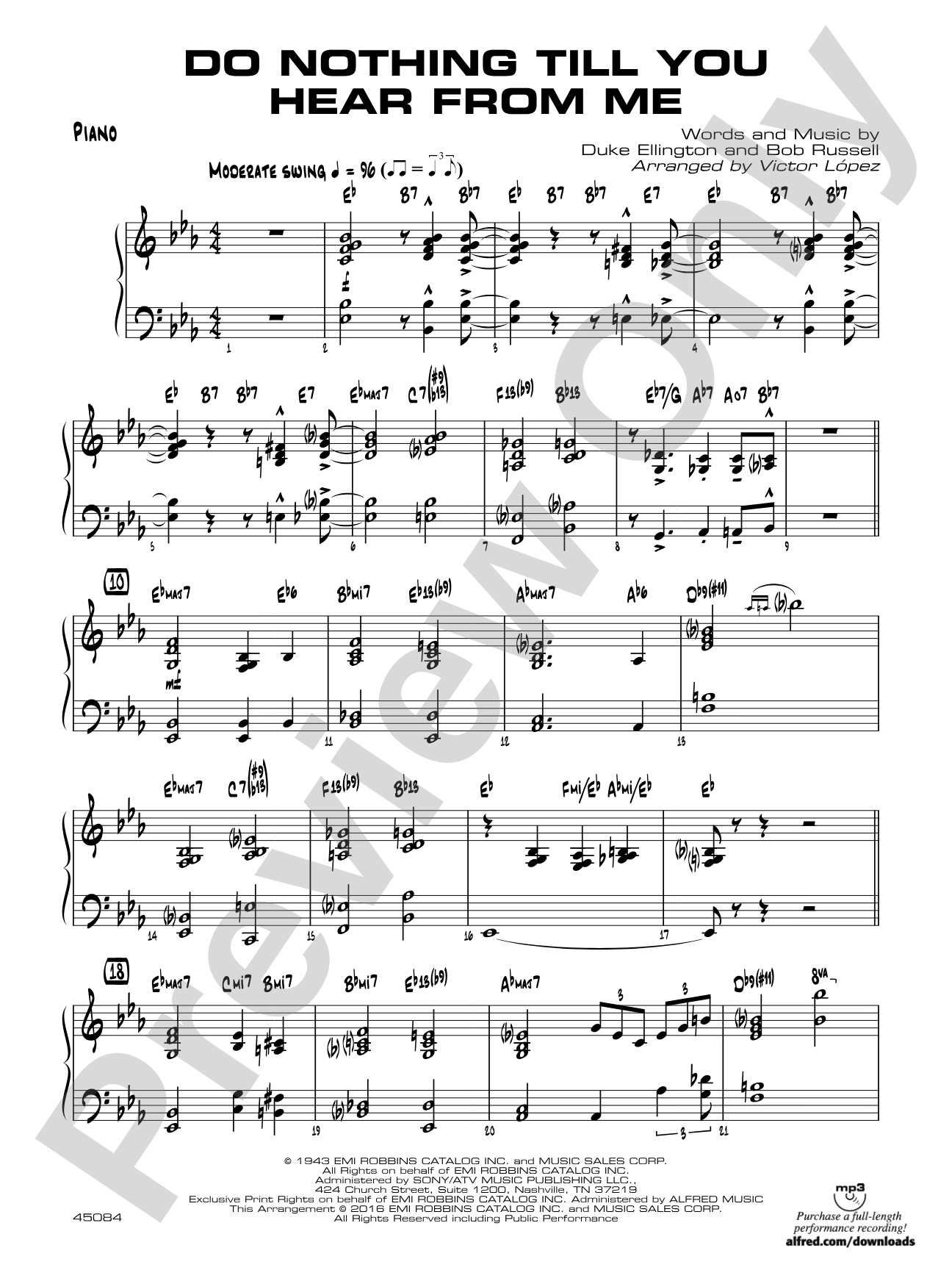 Do Nothing Till You Hear from Me: Piano Accompaniment