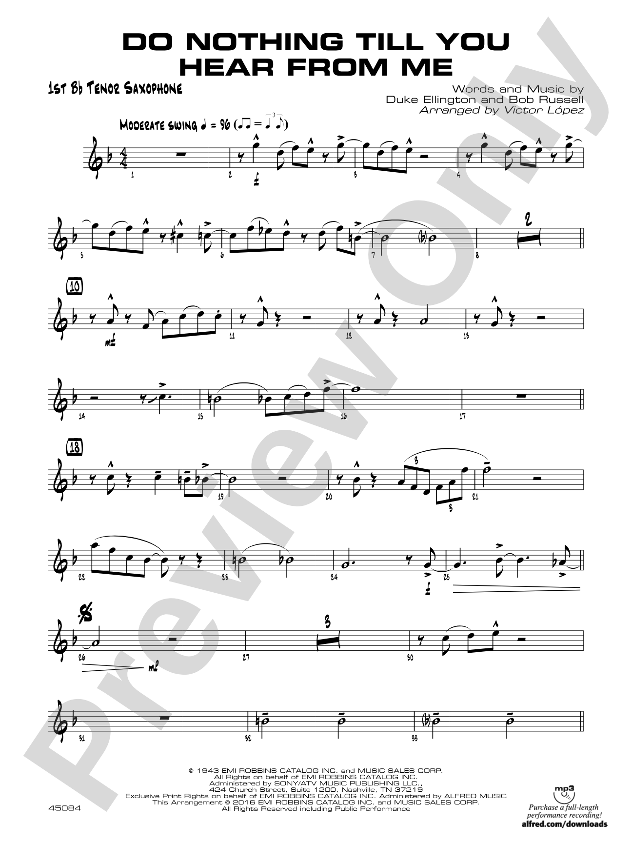 Do Nothing Till You Hear from Me: B-flat Tenor Saxophone