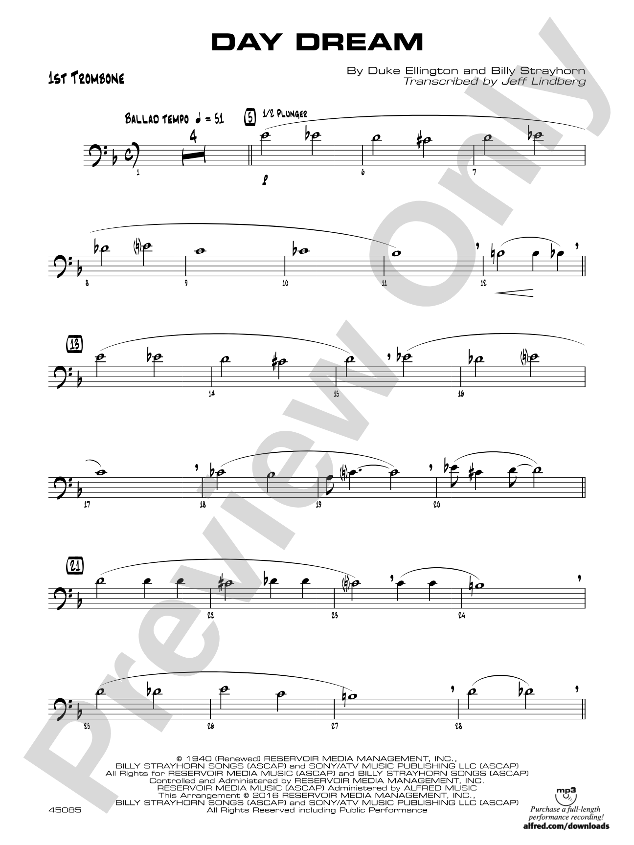 Day Dream: 1st Trombone