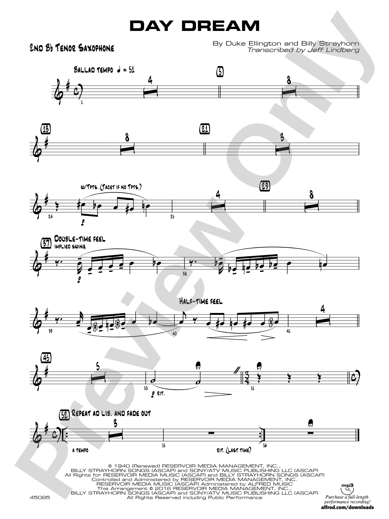 Day Dream: 2nd B-flat Tenor Saxophone