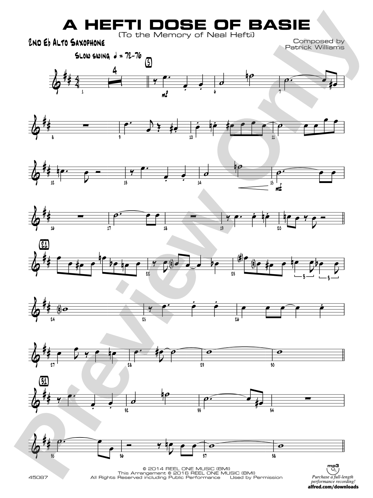 A Hefti Dose of Basie: 2nd E-flat Alto Saxophone