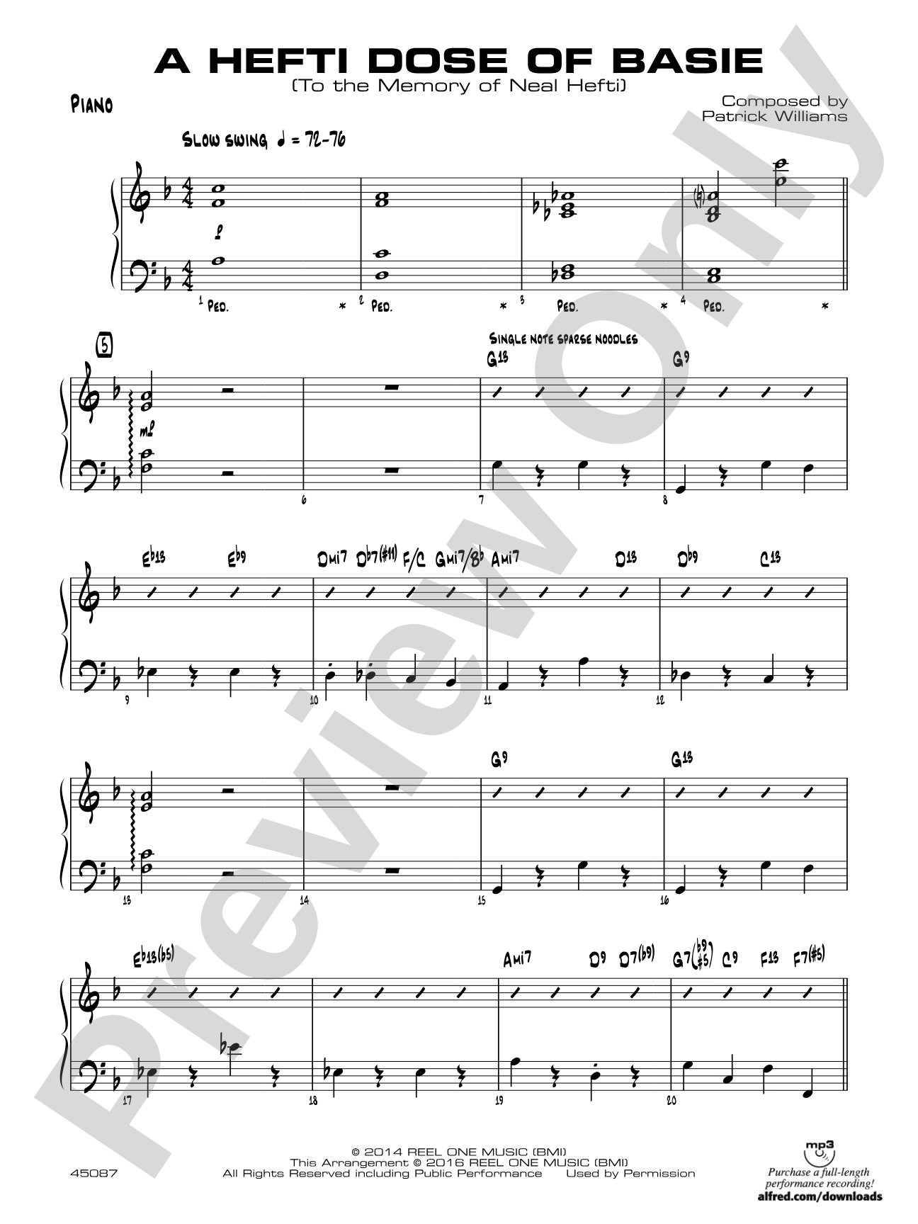 A Hefti Dose of Basie: Piano Accompaniment