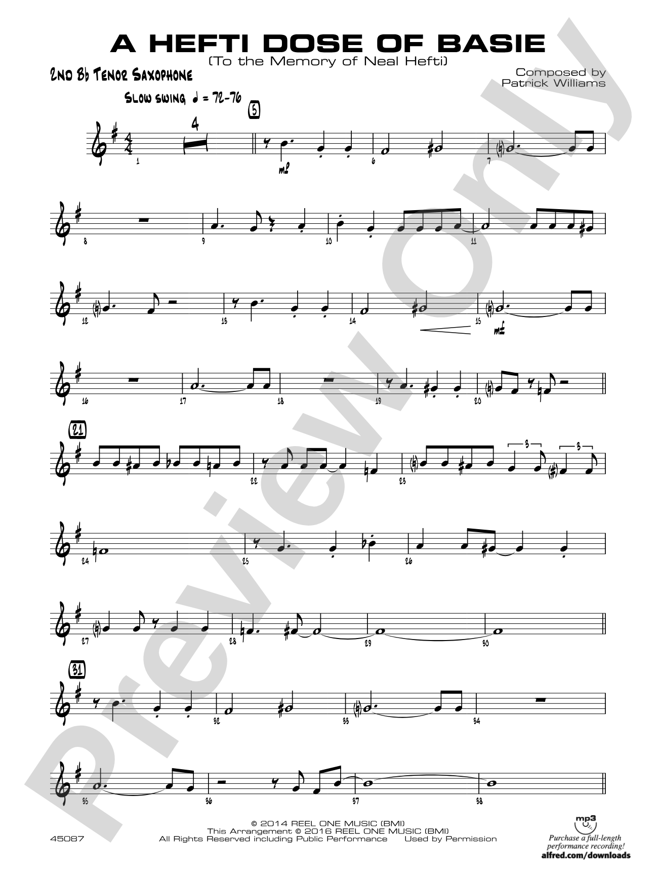 A Hefti Dose of Basie: 2nd B-flat Tenor Saxophone