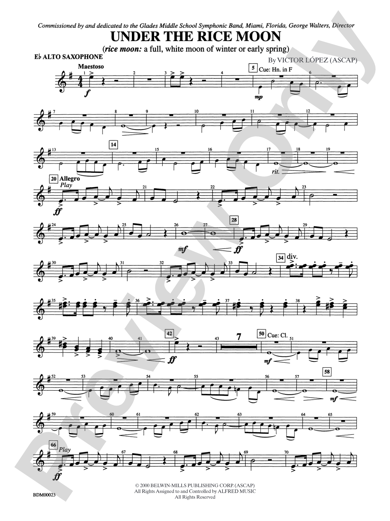 Under the Rice Moon: E-flat Alto Saxophone