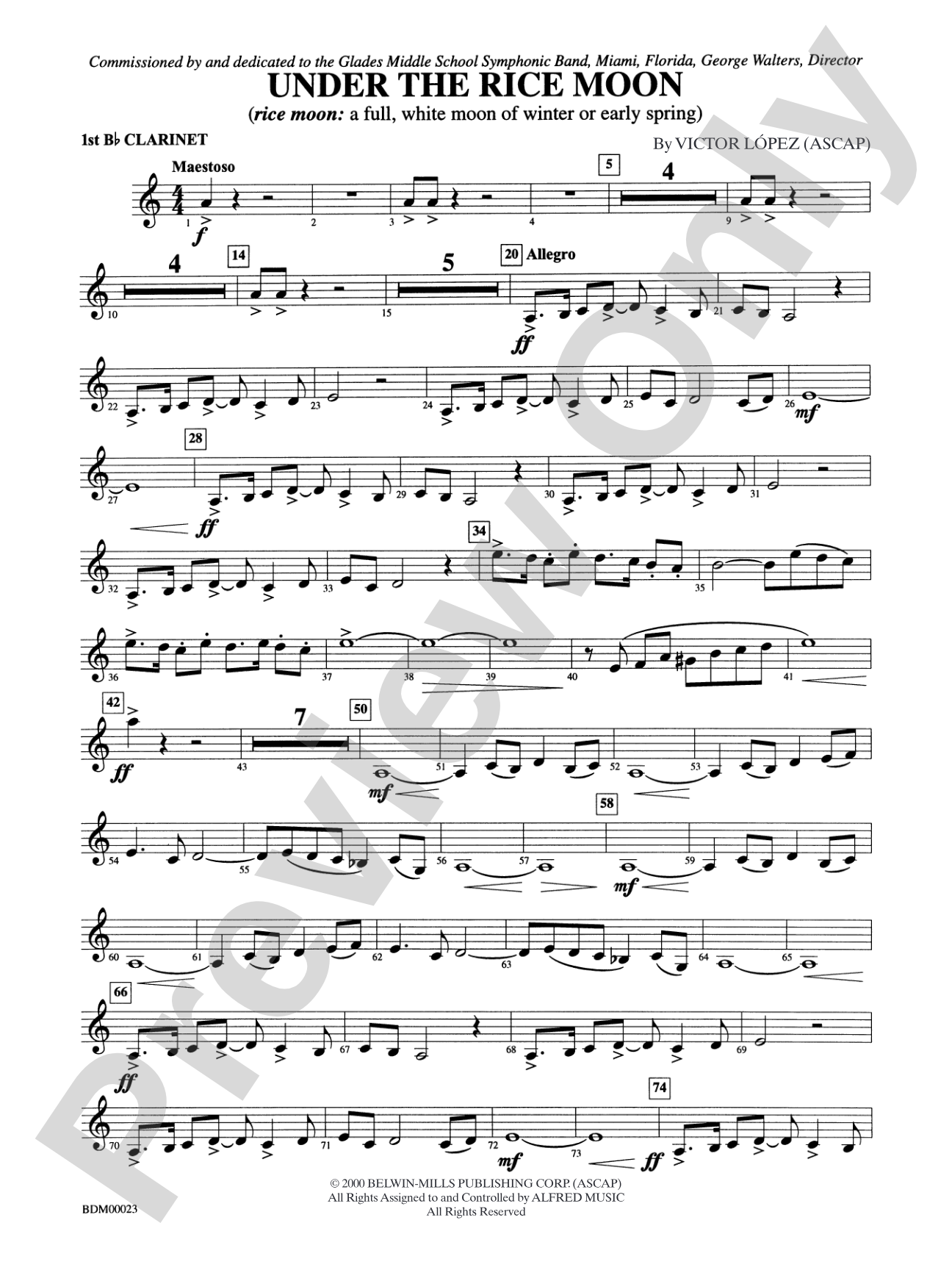 Under the Rice Moon: 1st B-flat Clarinet