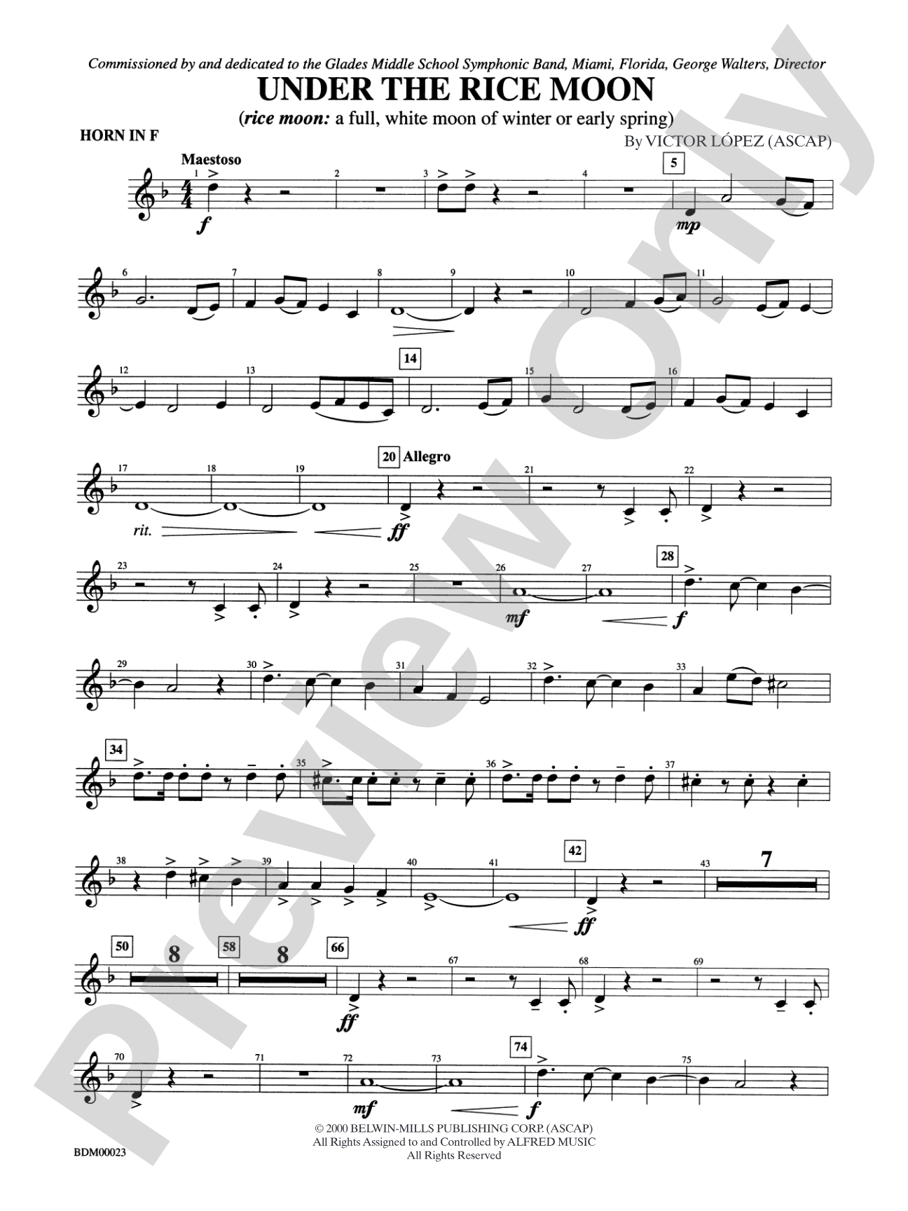Under the Rice Moon: 1st F Horn