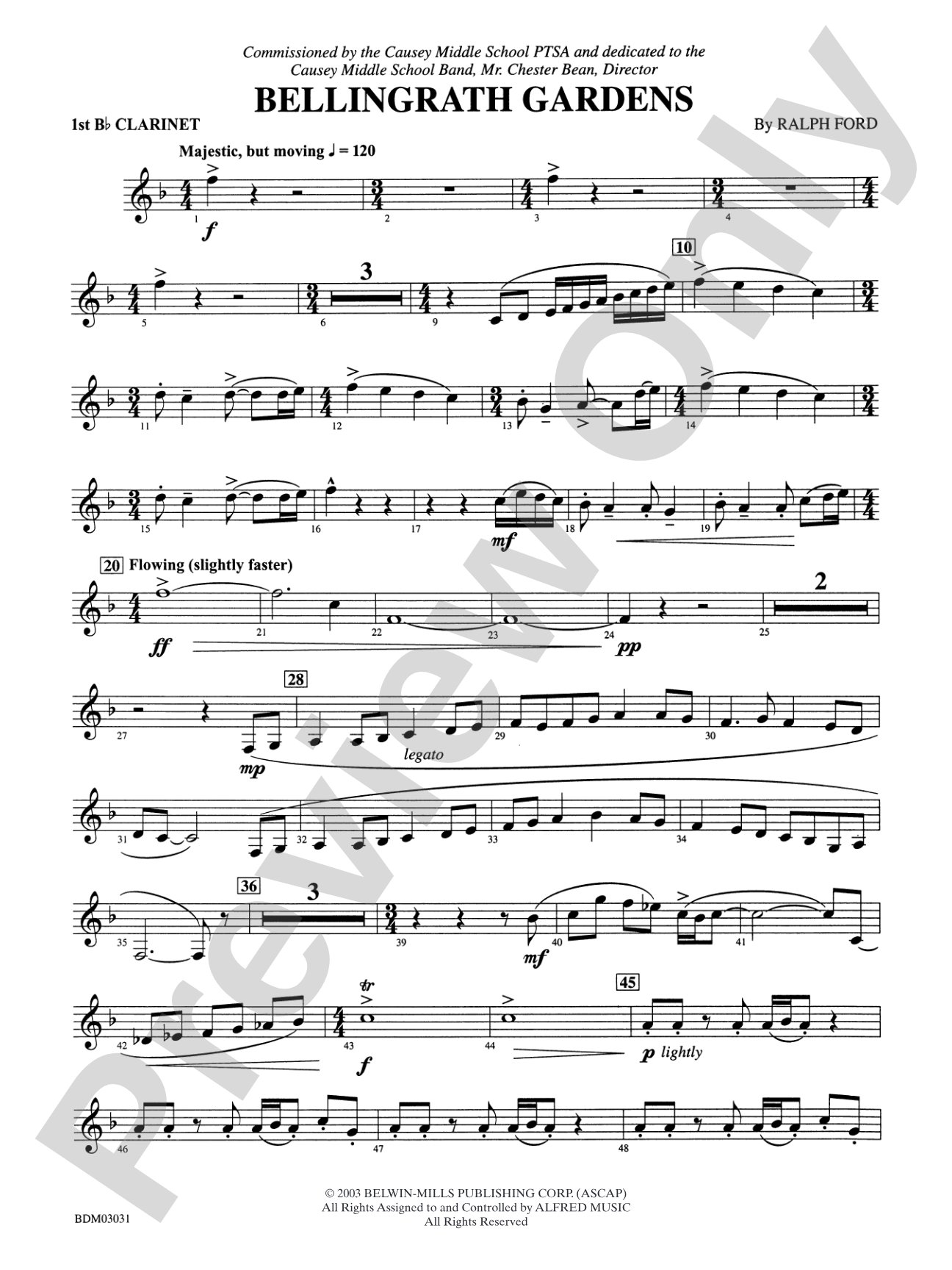 Bellingrath Gardens: 1st B-flat Clarinet